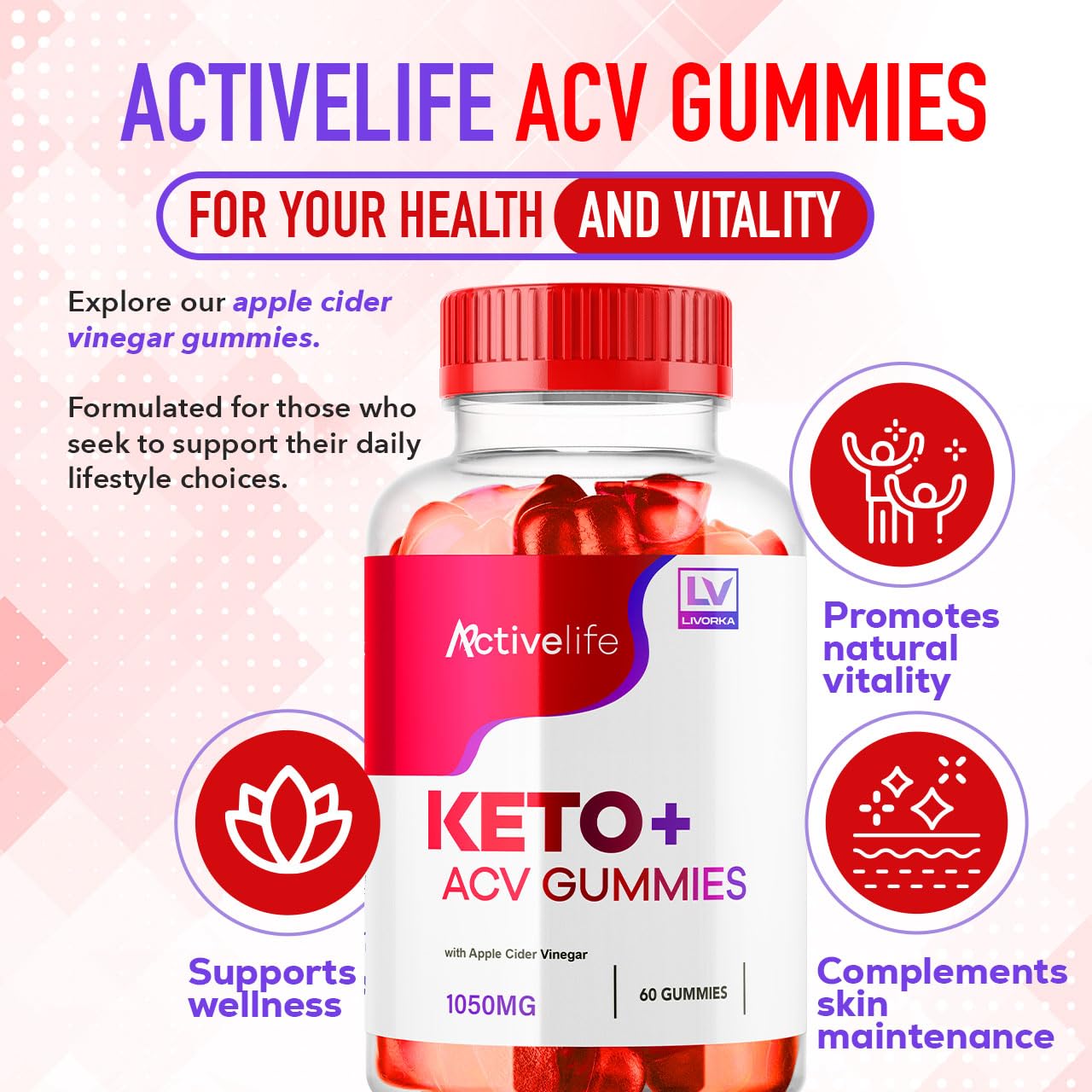 LIVORKA ActivLife Keto ACV Gummies, 180 Count
