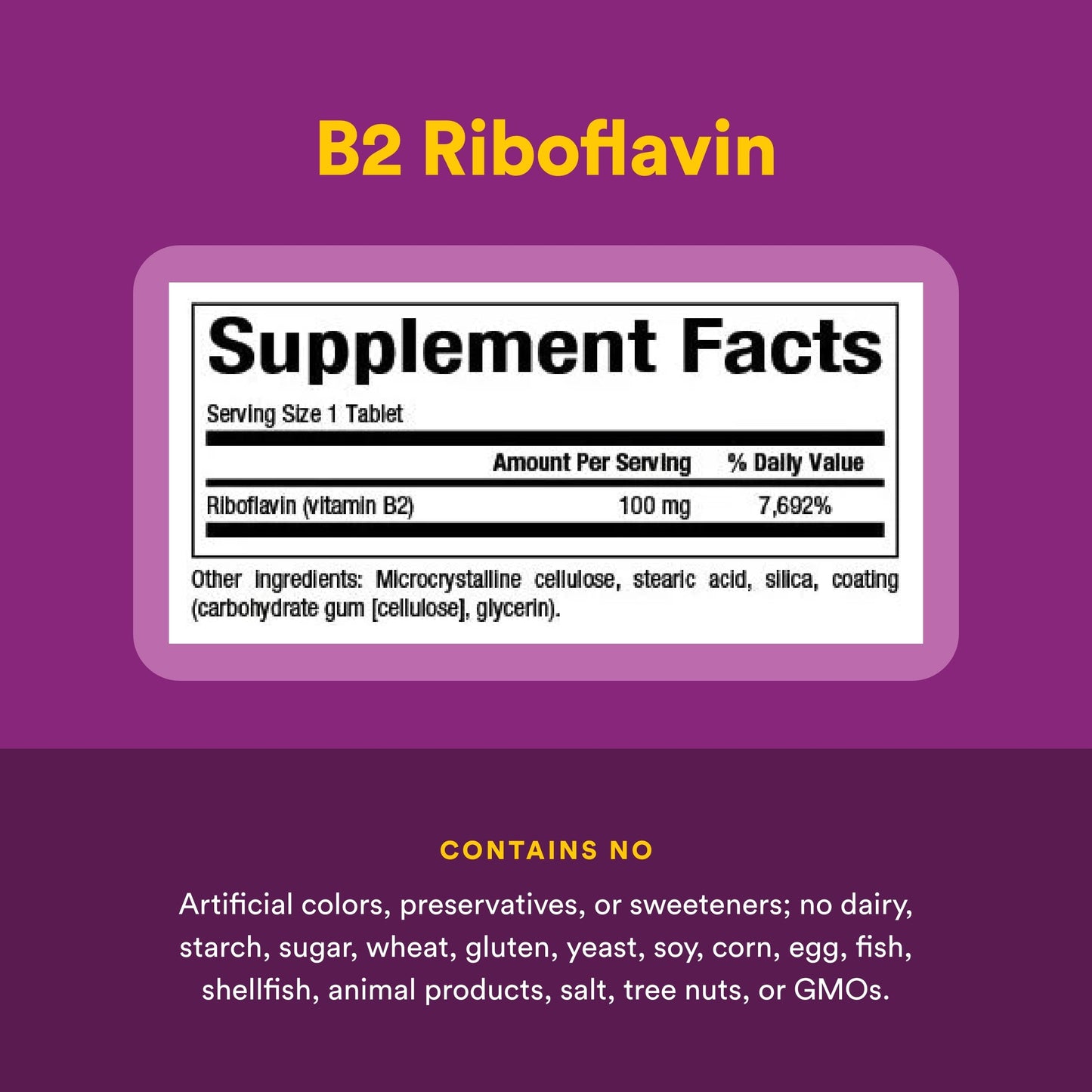 Natural Factors Vitamin B2 Riboflavin 100mg Tablets 90 Count