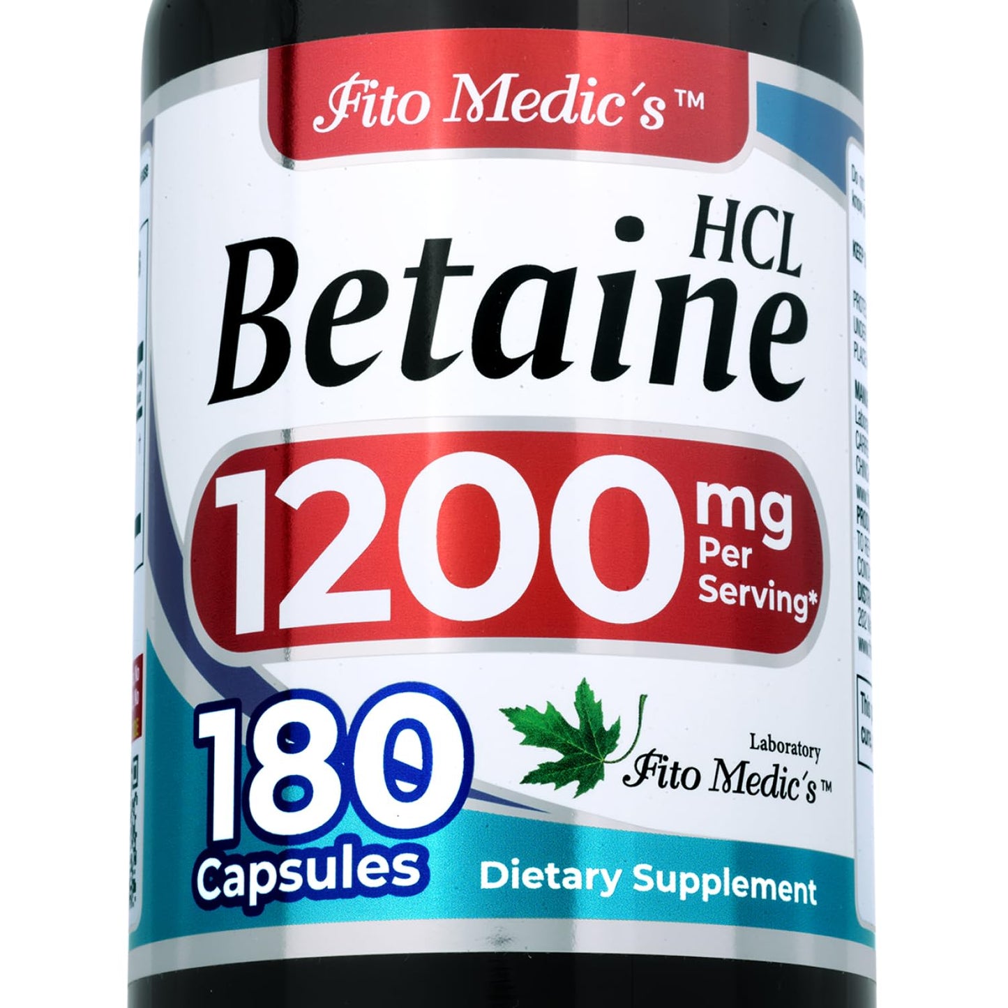 FITO MEDIC'S Betaine Hydrochloride Capsules, 180 Count