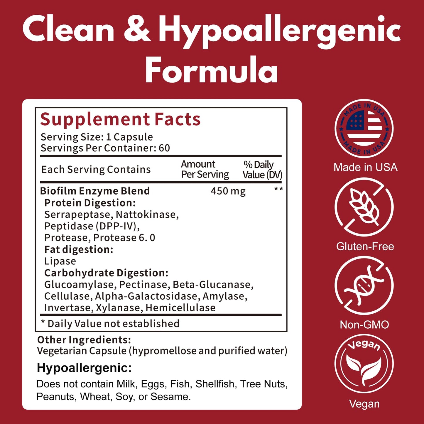 ZERBI Biofilm Disruptor, UTI Defense, Gut Cleanse with Lipase & Glucoamylase Enzymes for Gut & Immune Health, 90 Capsules