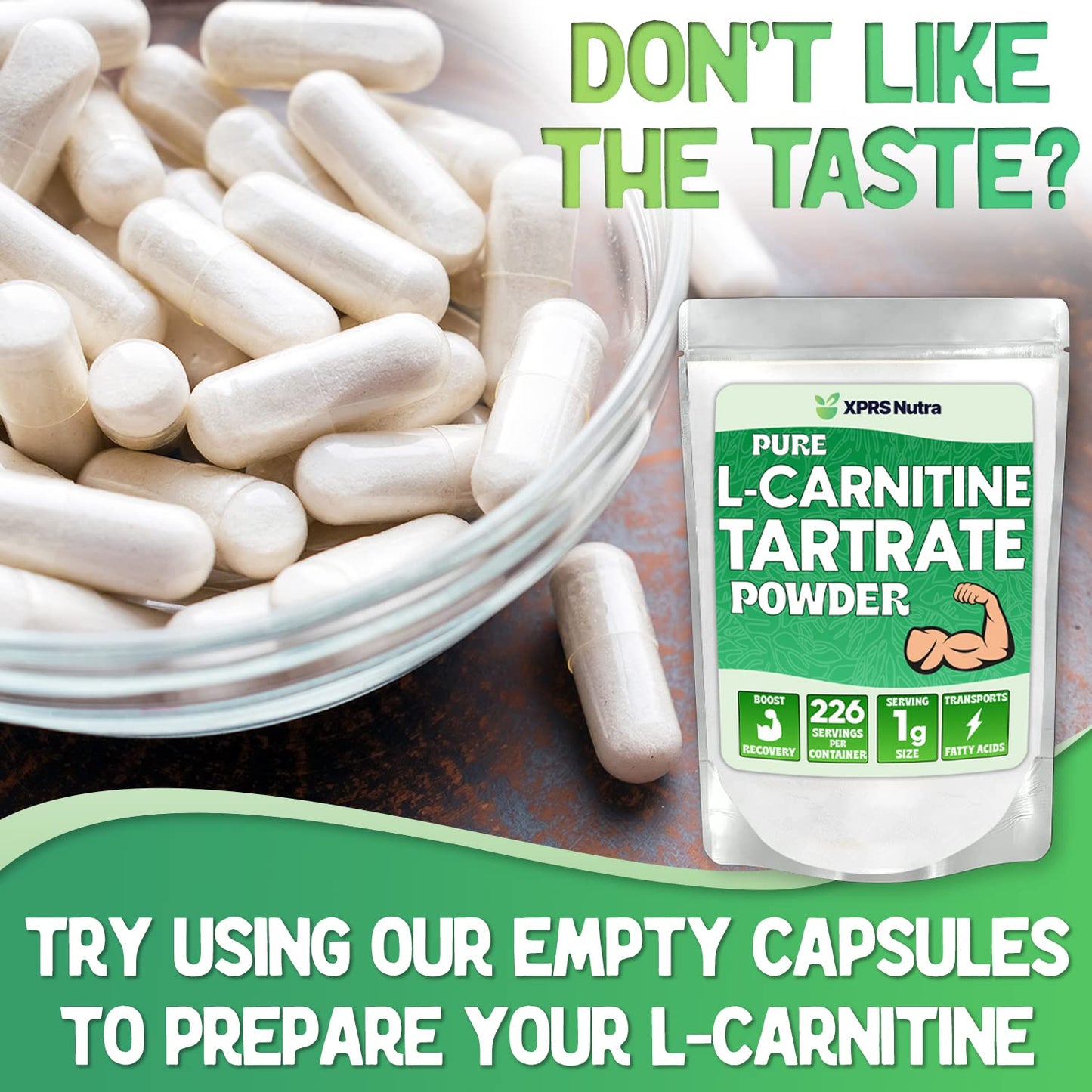 XPRS Nutra L-Carnitine L-Tartrate Powder, 4 Ounce