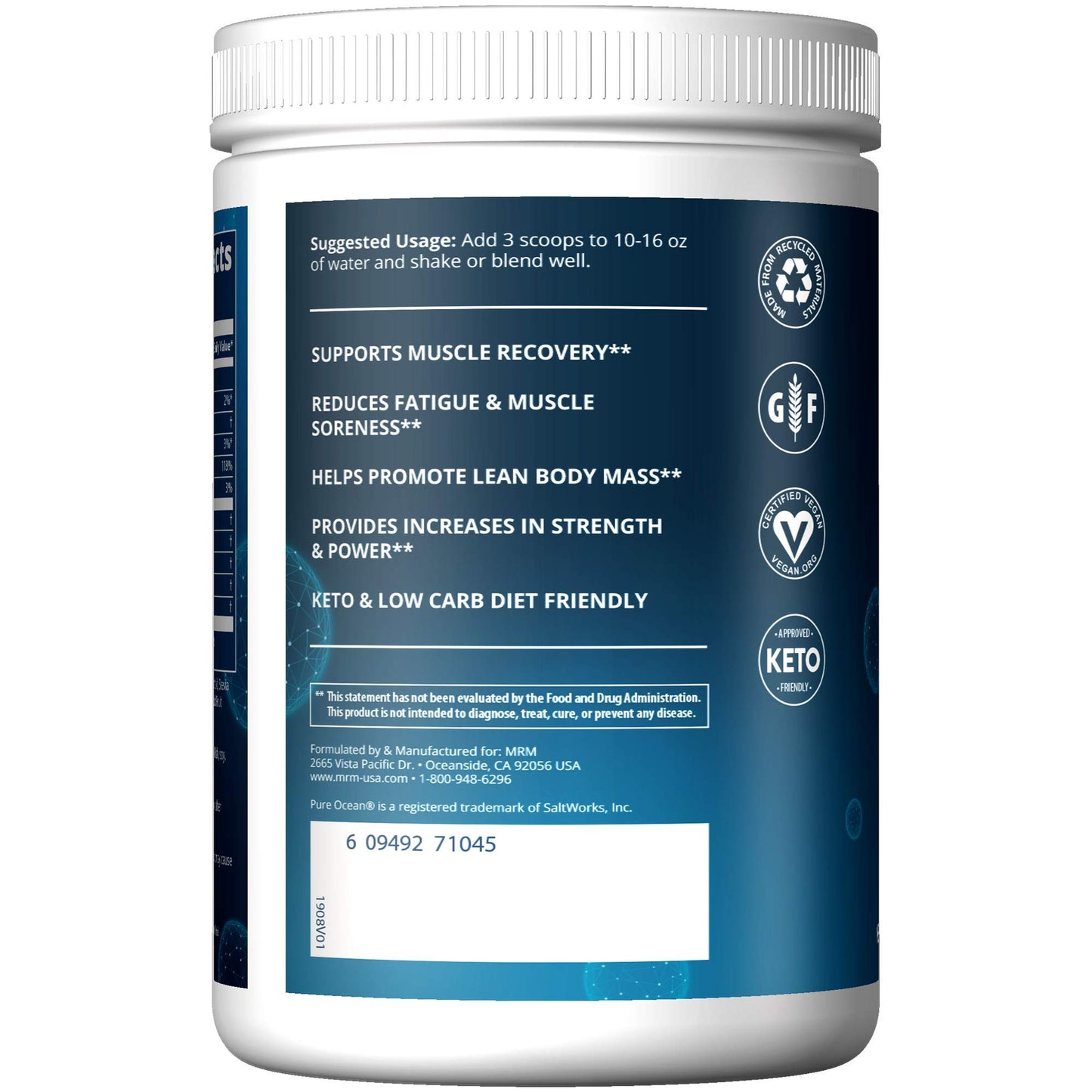 MRM BCAA+G Reload Post-Workout Powder Island Fusion Keto 11.6 Ounce