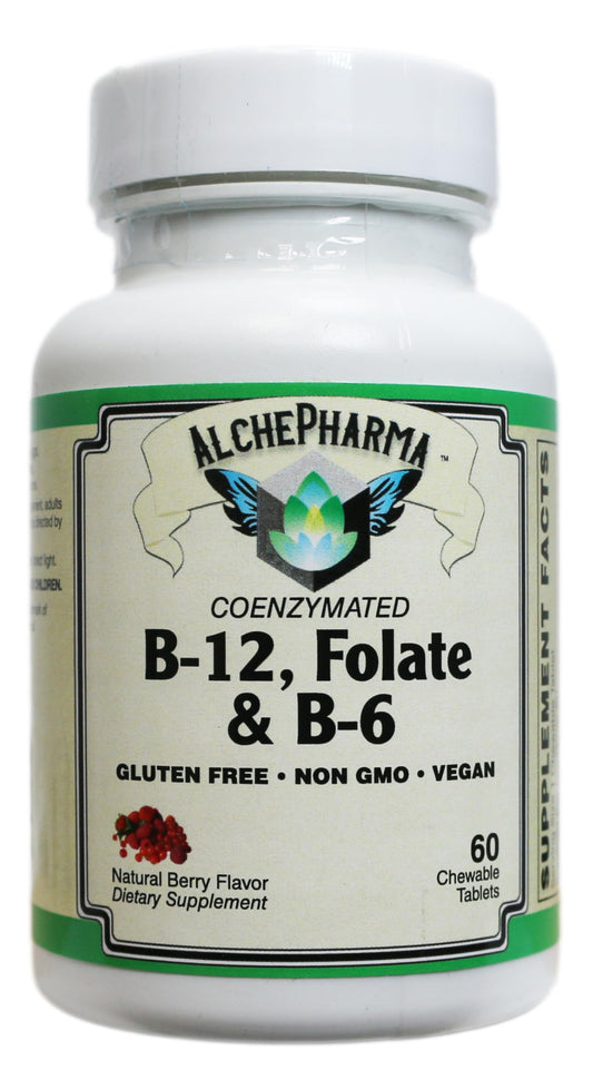 AlchePharma Coenzymated B-12, Folate & B-6 Tablets, 60 Count
