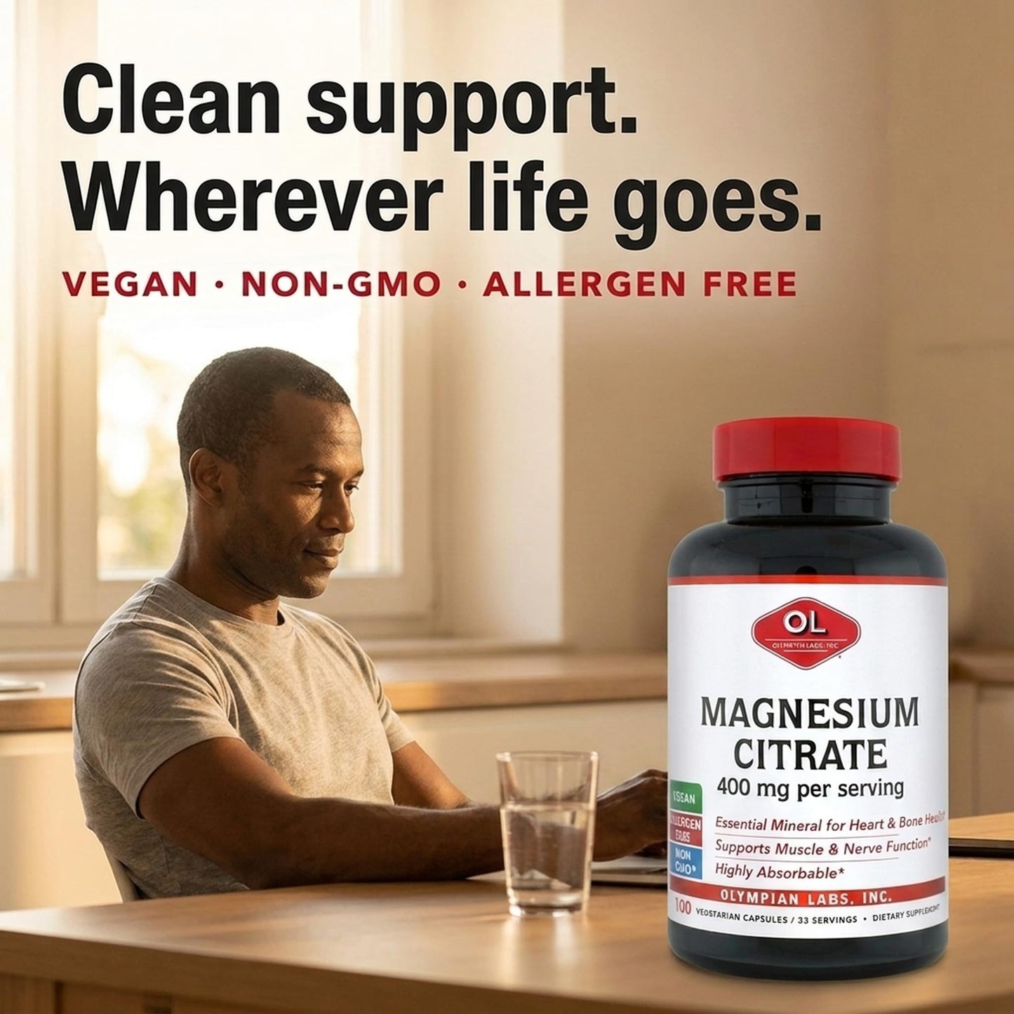 Olympian Labs Magnesium Citrate 400mg Capsules, 100 Count