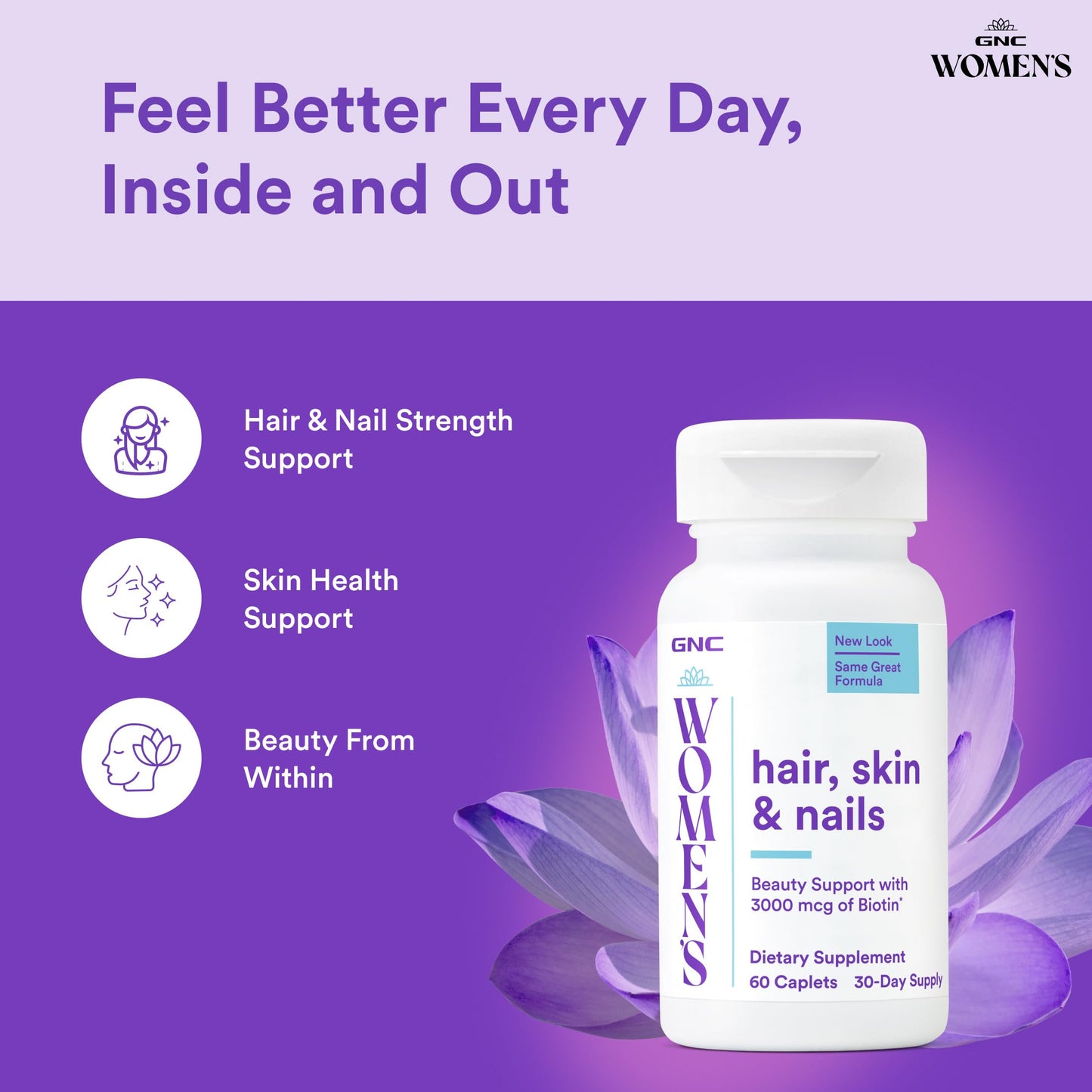GNC Women's Hair, Skin & Nails Caplets 60