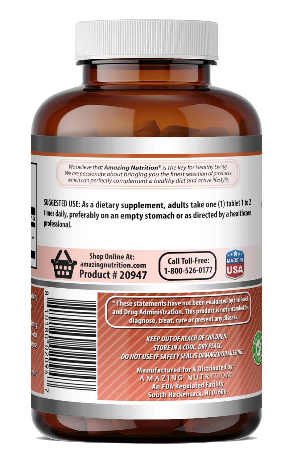Amazing Nutrition L-Lysine 1000 Mg Amino Acid Supplement Tablets, 180 Count