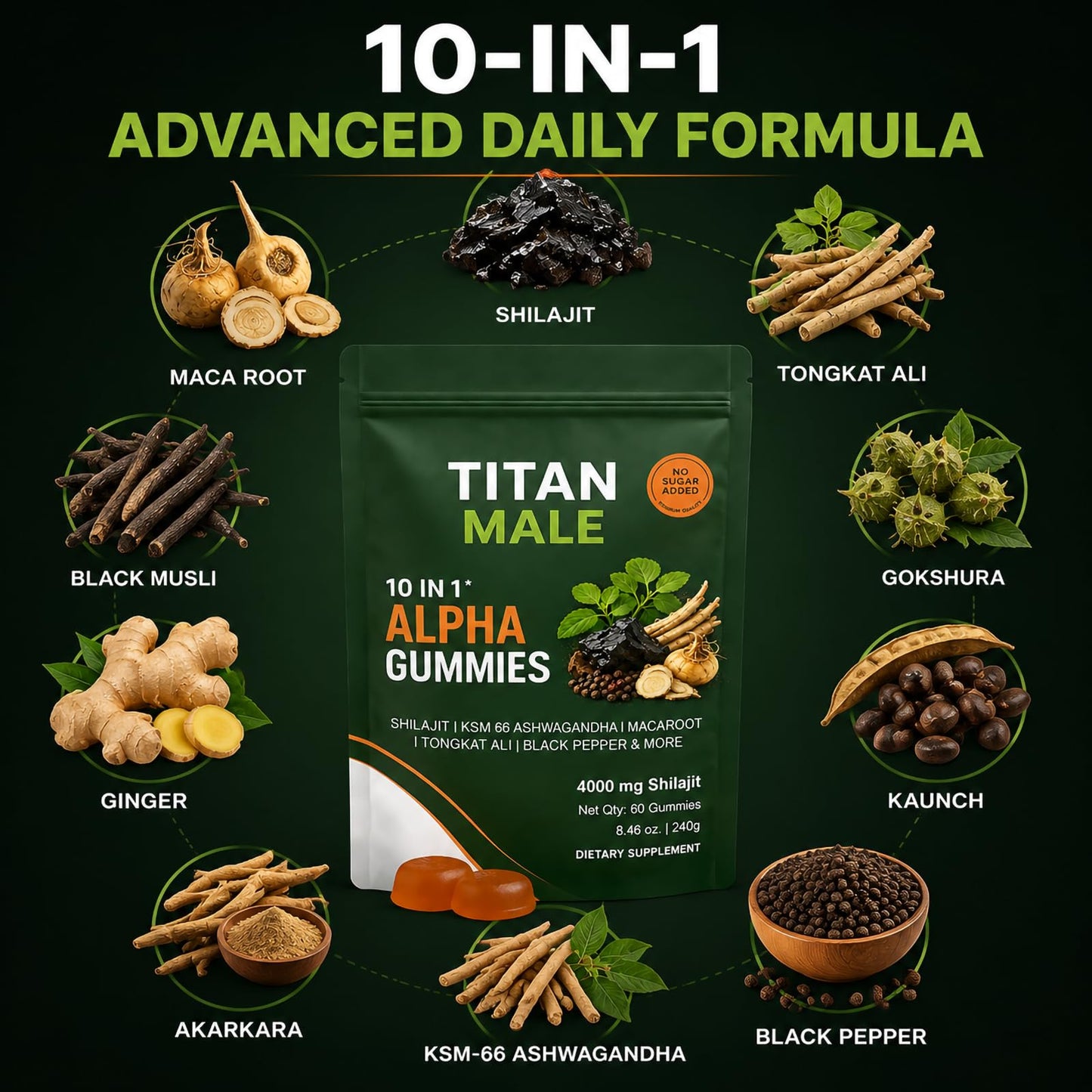 FBDAZOLE Titan Male Alpha Gummies 60 Gummies