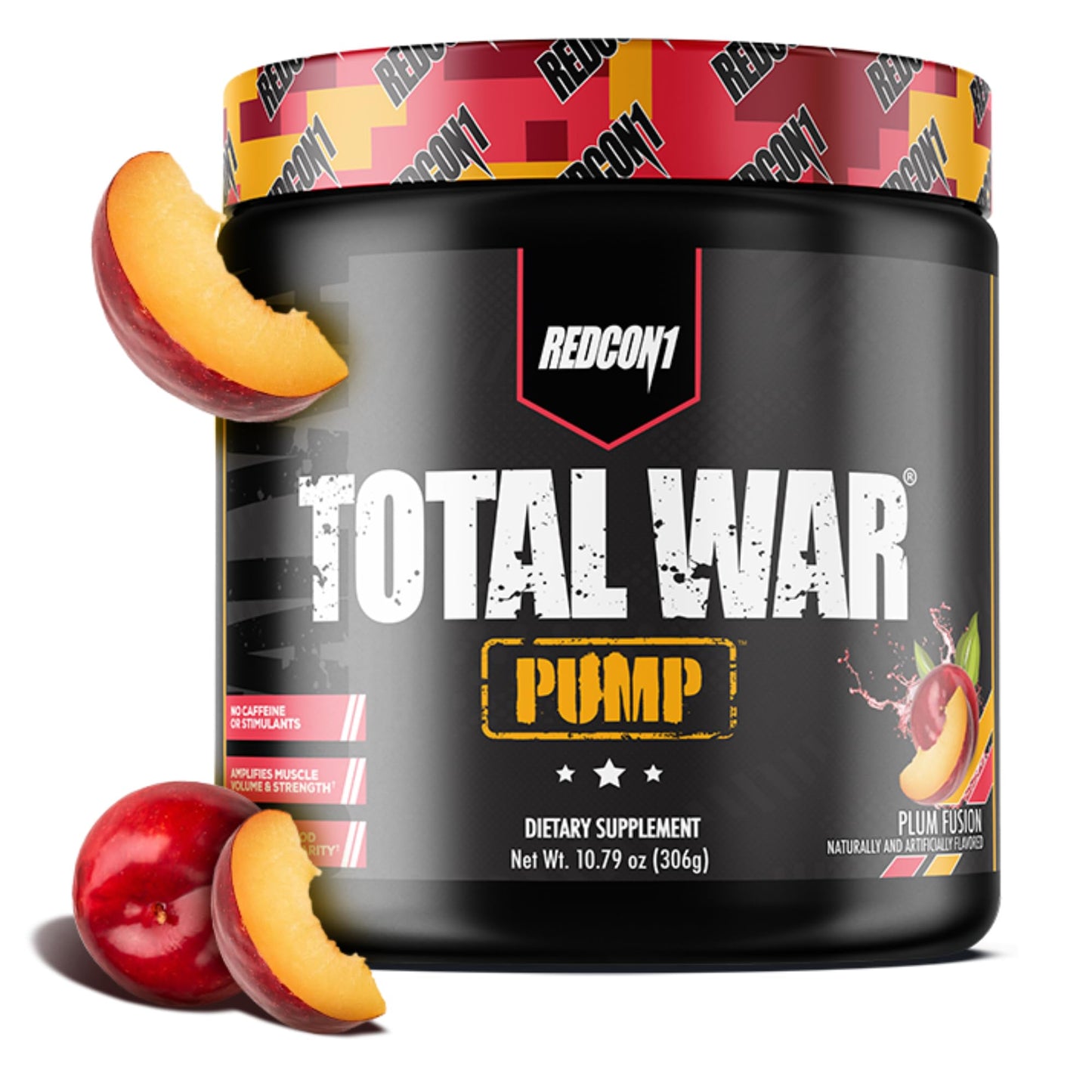 REDCON1 Total War Pump Non Stim & Caffeine Free Pre-Workout Powder - Plum Fusion, 10.79 oz