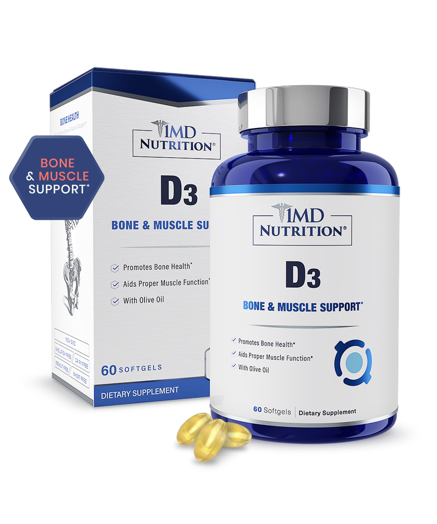 1MD Nutrition Vitamin D3 5000 IU 90 Softgels