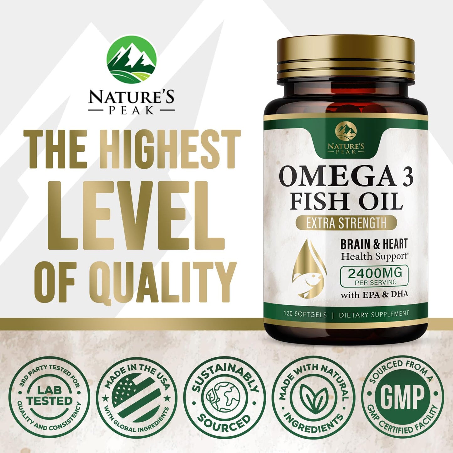 Nature's Peak Omega 3 Fish Oil Softgels 120 Count