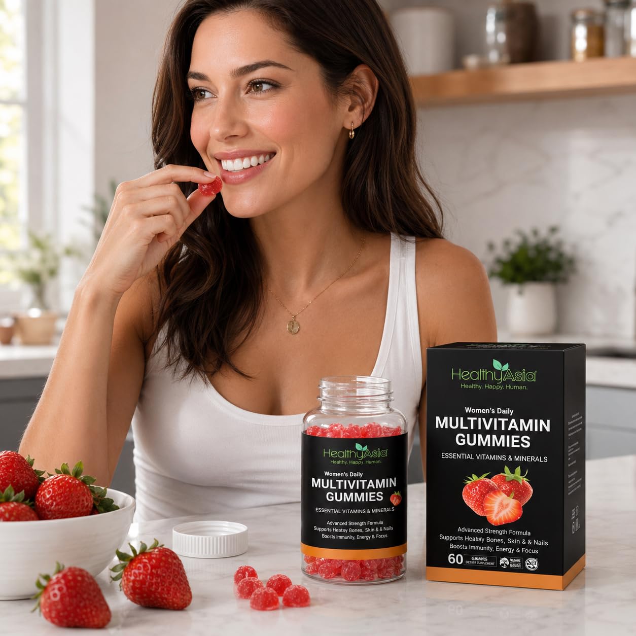 HealthyAsia Black Label Women's Daily Multivitamin Gummies 60 Count