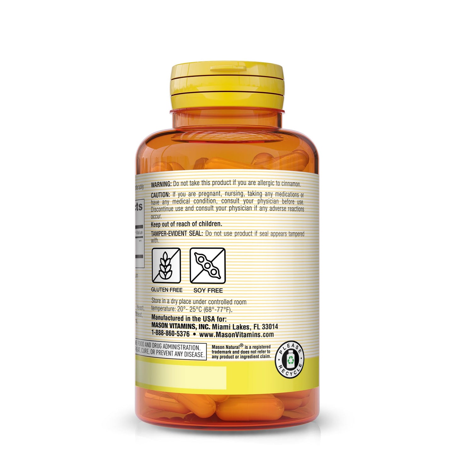 MASON NATURAL Cinnamon 1000 mg Natural Dietary Supplement Capsules, 100 Capsules