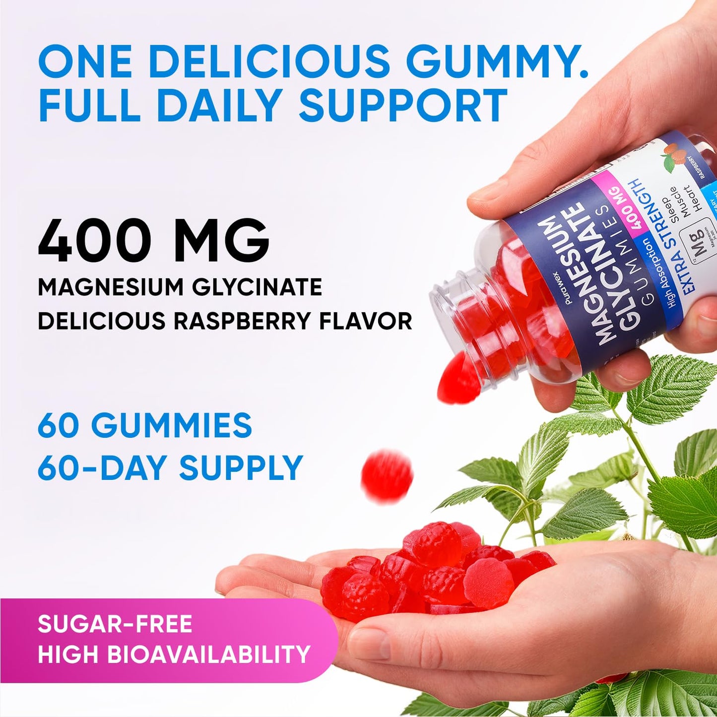 PURA WEX NUTRITION Magnesium Glycinate Gummies 400mg, 60 Gummies