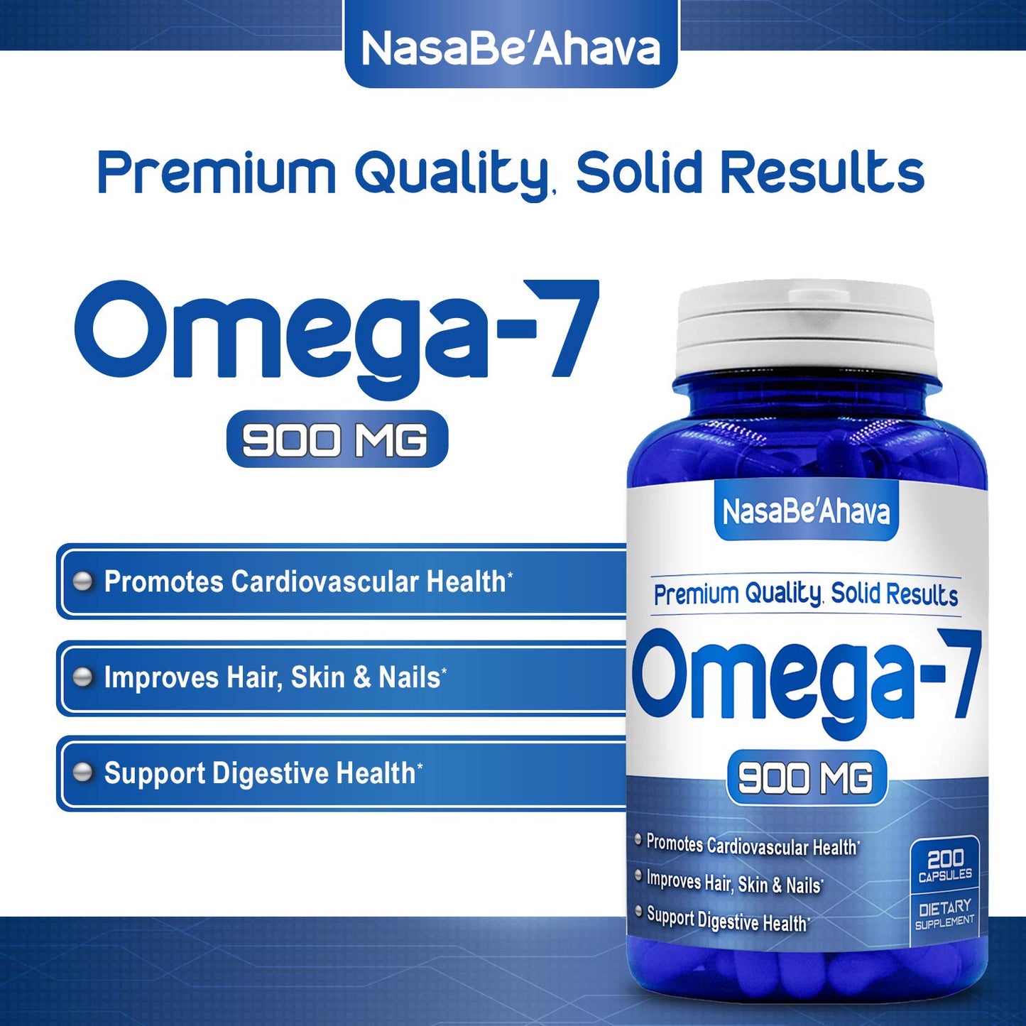 NasaBeahava Pure Omega 7 Fatty Acids 200 Capsules