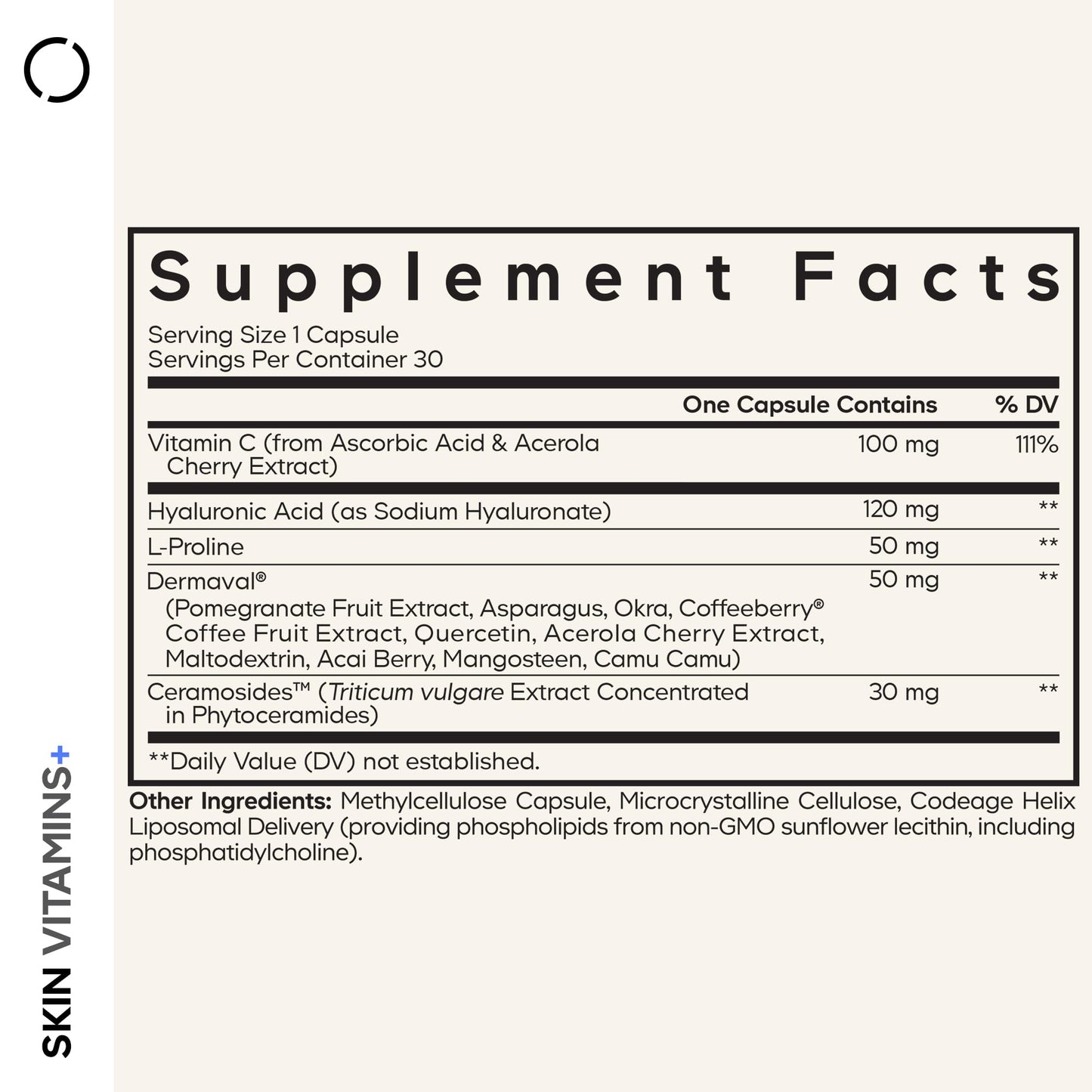Codeage Skin Vitamins+ Supplement Capsules 30