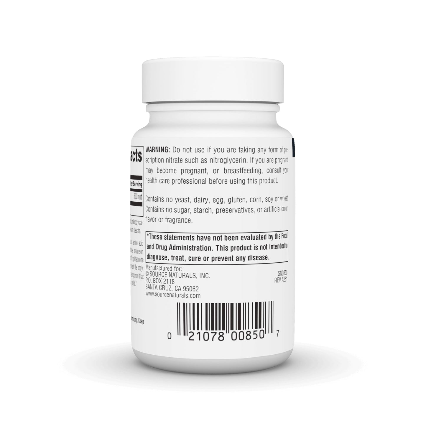 Source Naturals N-Acetyl Cysteine 600mg, 60 Tablets