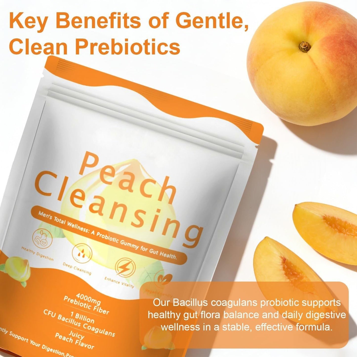 Generic Peach Cleansing Fiber Gummies, 30 Count