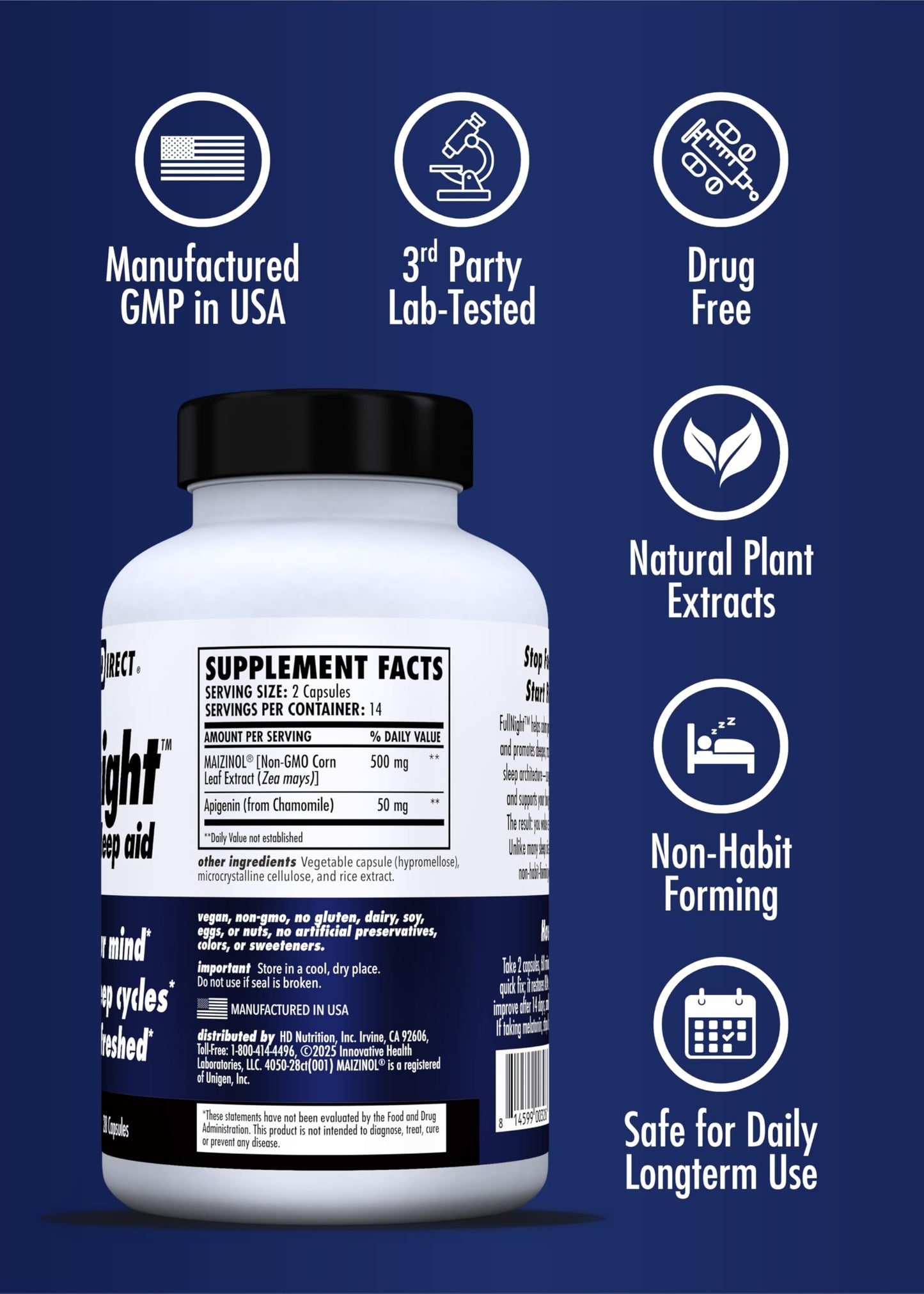 HEALTH DIRECT FullNight Melatonin-Free Natural Sleep Aid 28 Capsules