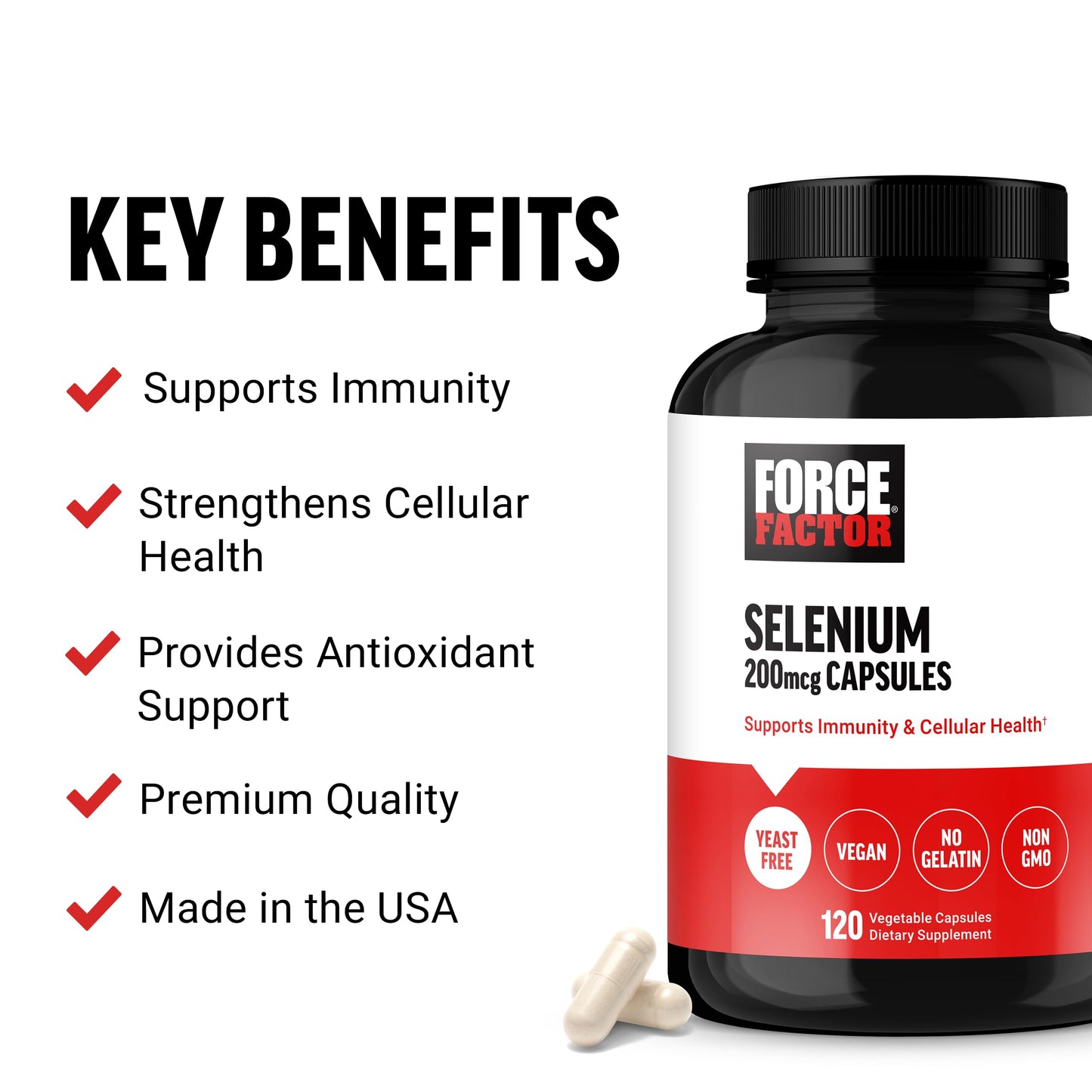 Force Factor Selenium Immune Support Supplement Capsules, 120 Capsules