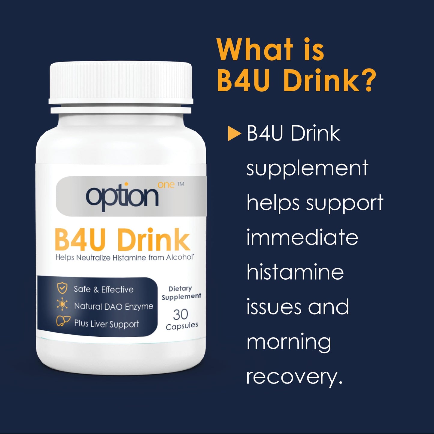 Option One B4U Drink DAO Enzyme Plus Liver Support Capsule 30 Count