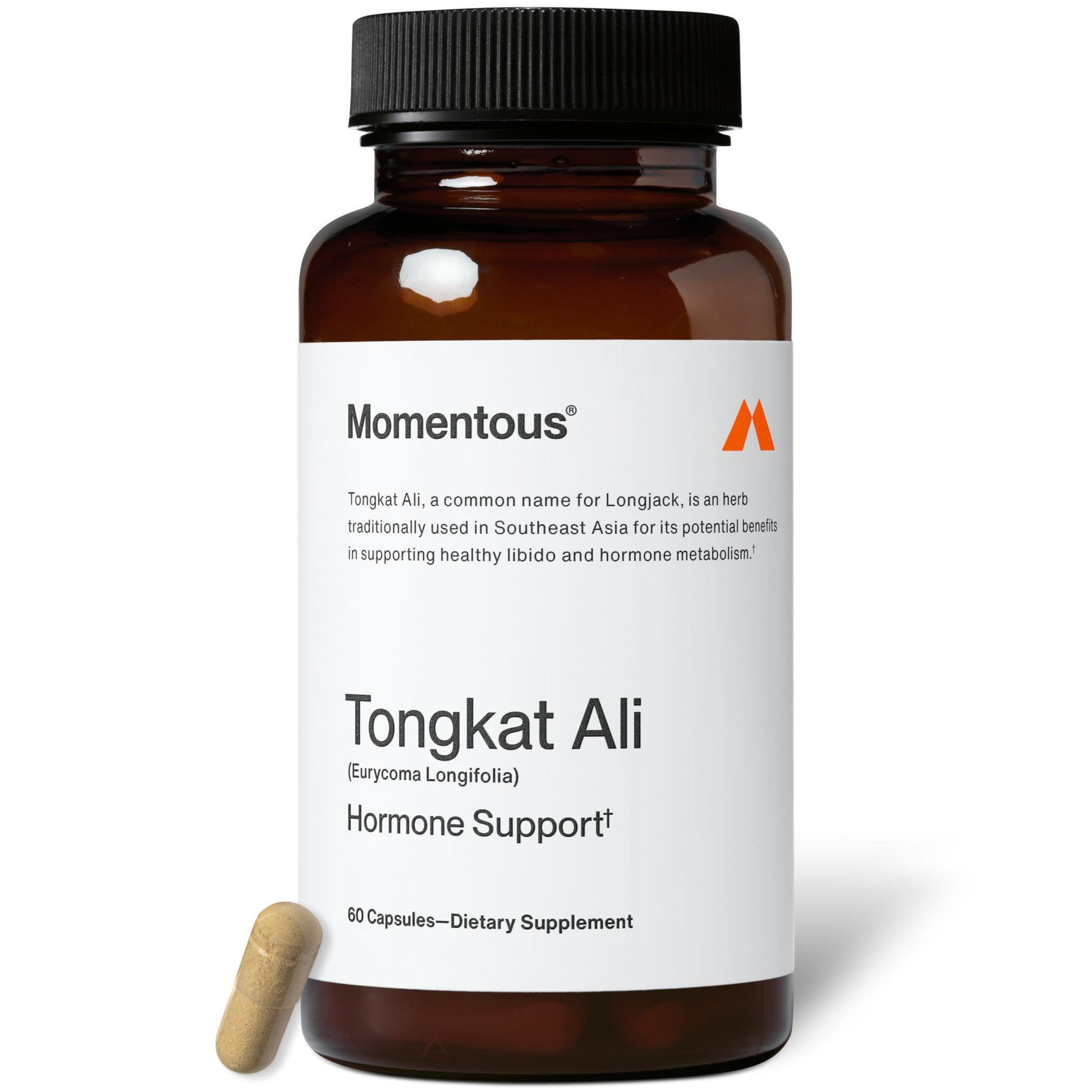 Momentous Tongkat Ali Supplement - Longjack Root Extract Powder Capsule, 60 Count