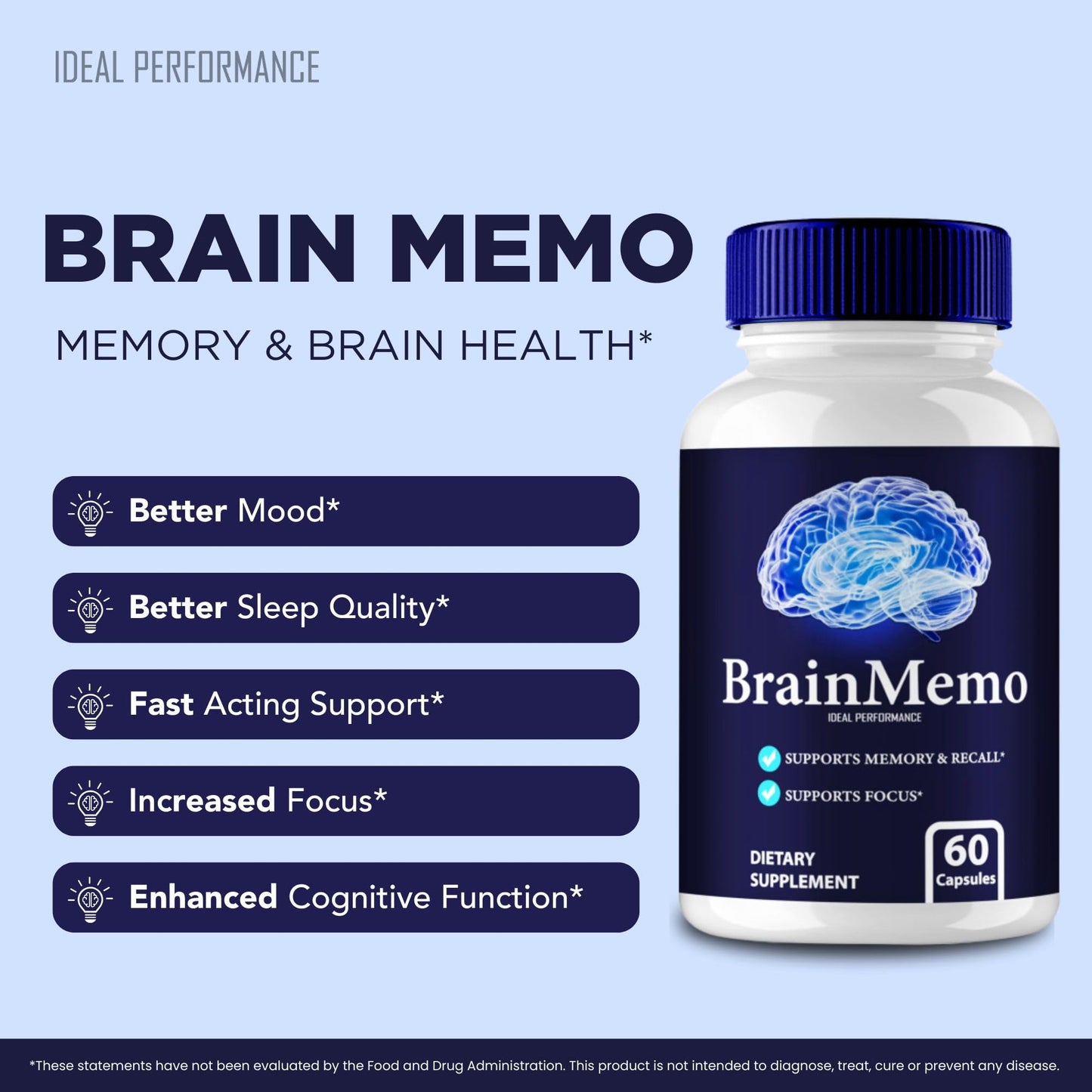 IDEAL PERFORMANCE Brain Memo Capsules, 120 Capsules