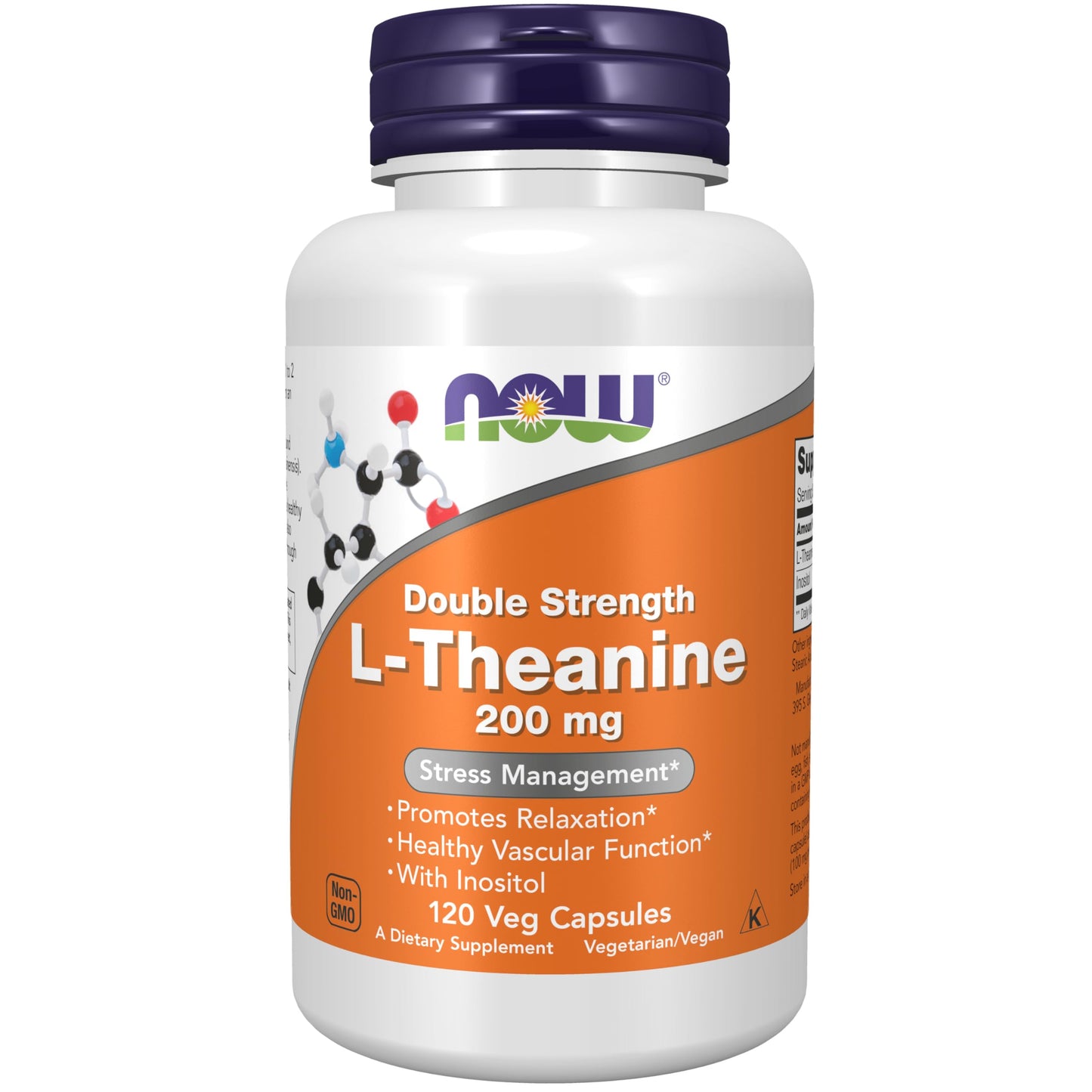 NOW Foods L-Theanine 200 mg with Inositol Stress Management*, 120 Veg Capsules