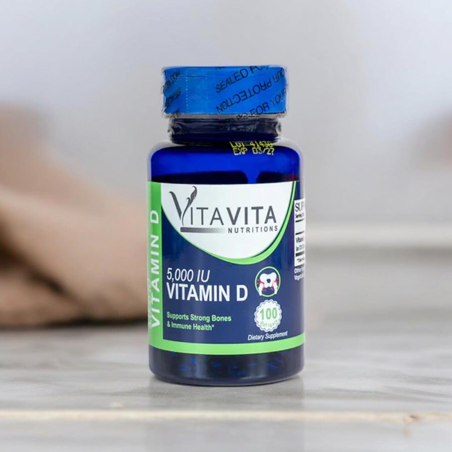 VitaVita Nutritions Vitamin D 5000 IU Softgels, 100 Count