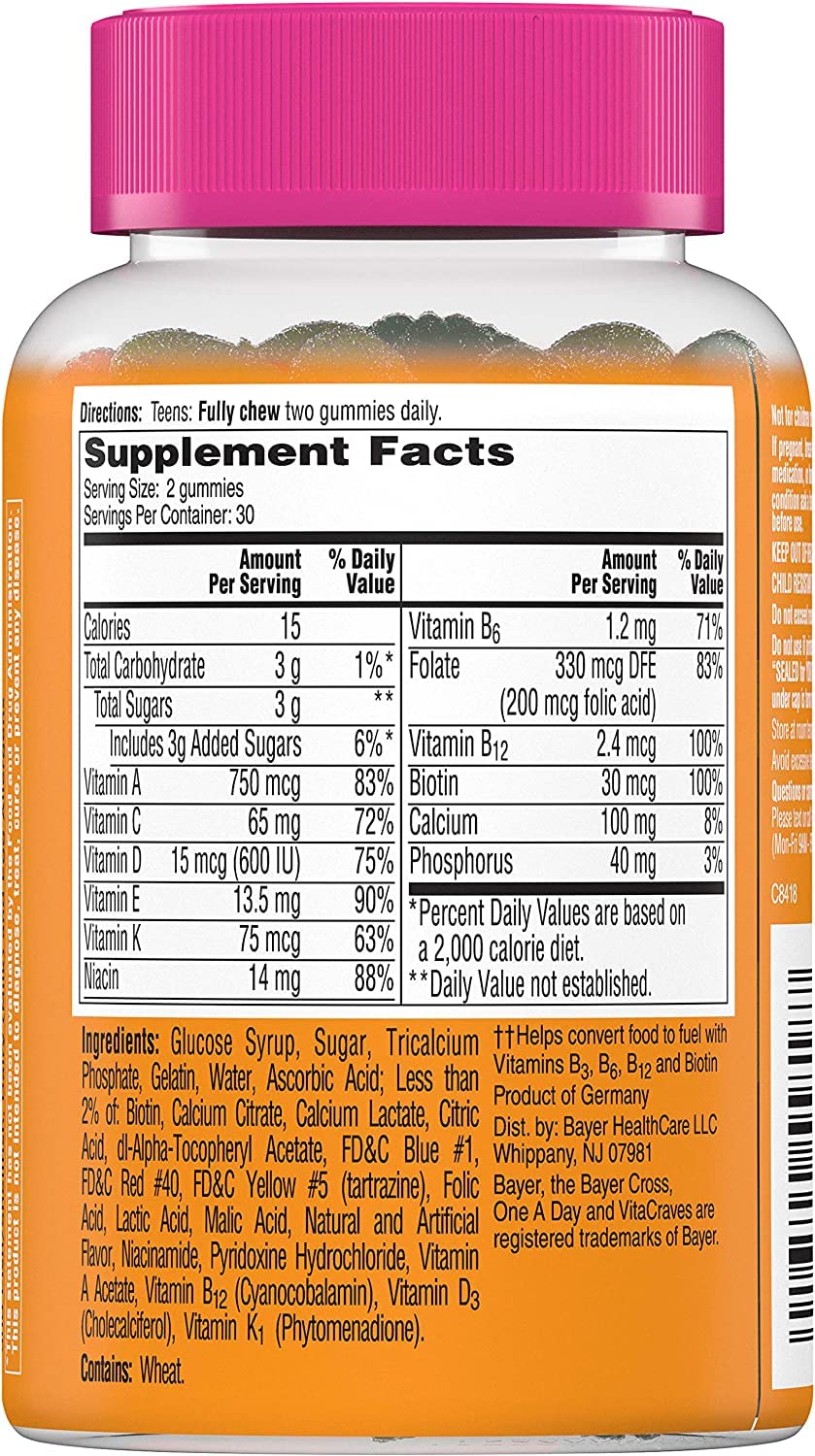 ONE A DAY Teen for Her VitaCraves Gummies, 60-count