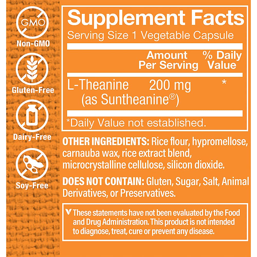 The Vitamin Shoppe L-Theanine 200MG Capsule, 60 Capsules