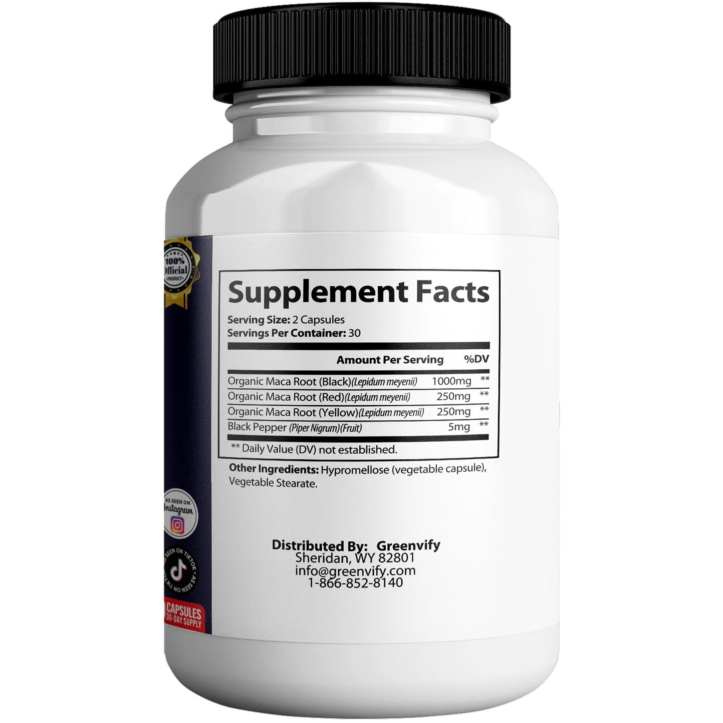 GREENVIFY Enduraxe Prime Max Extra Strength Organic Maca Root Supplement Capsule, 60 Capsules
