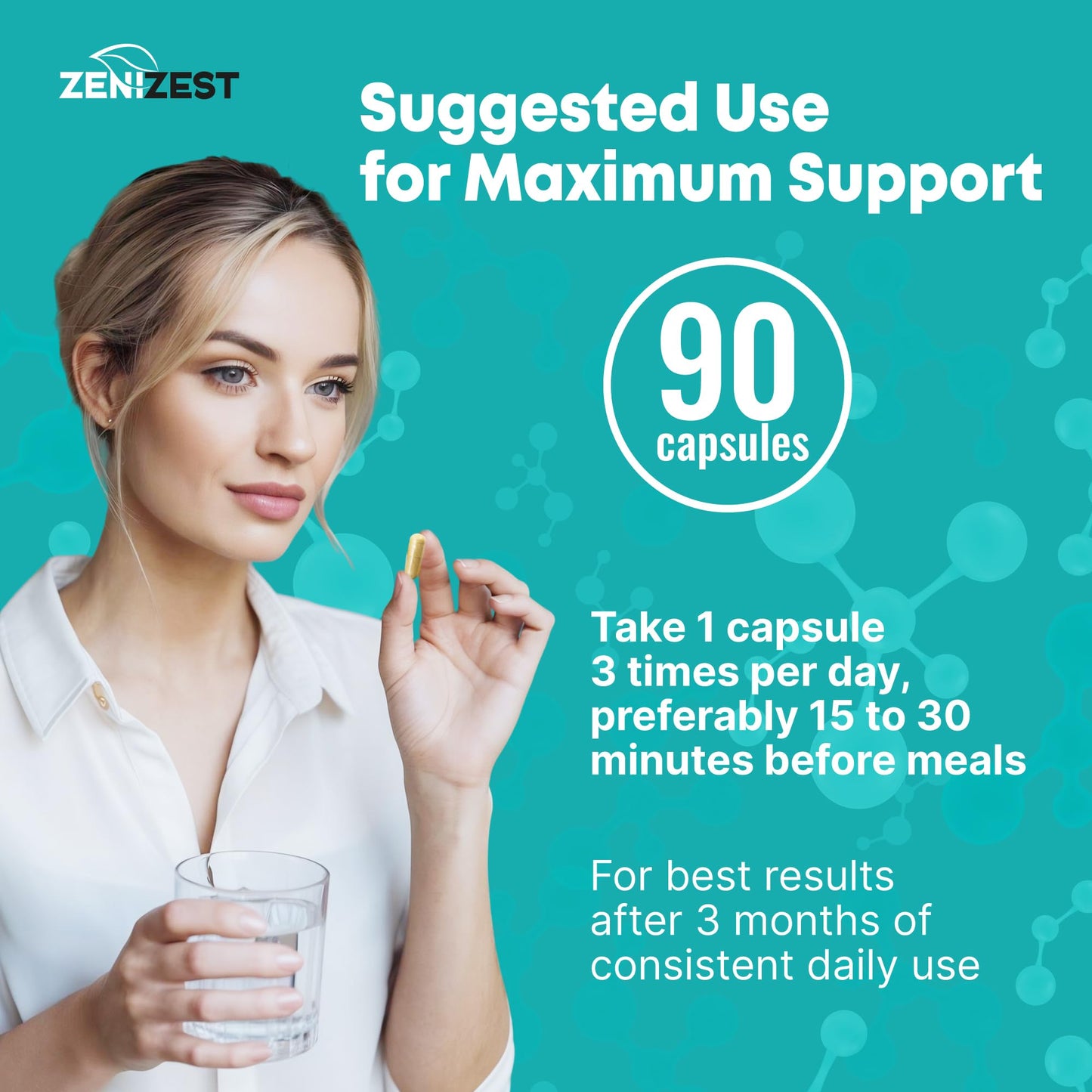 ZeniZest GLP-1 Support Probiotic Weight Loss Support Supplement with Berberine Capsule 90 Count