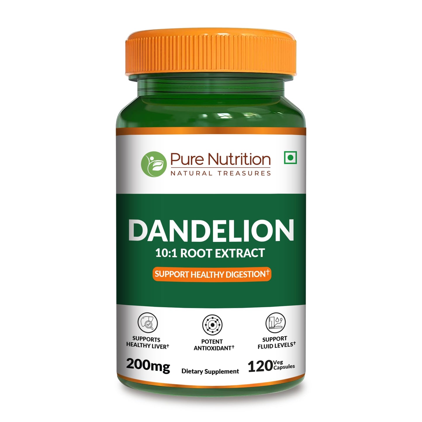PURE NUTRITION NATURAL TREASURES Dandelion Root 10:1 Extract Capsules, 120 Capsules