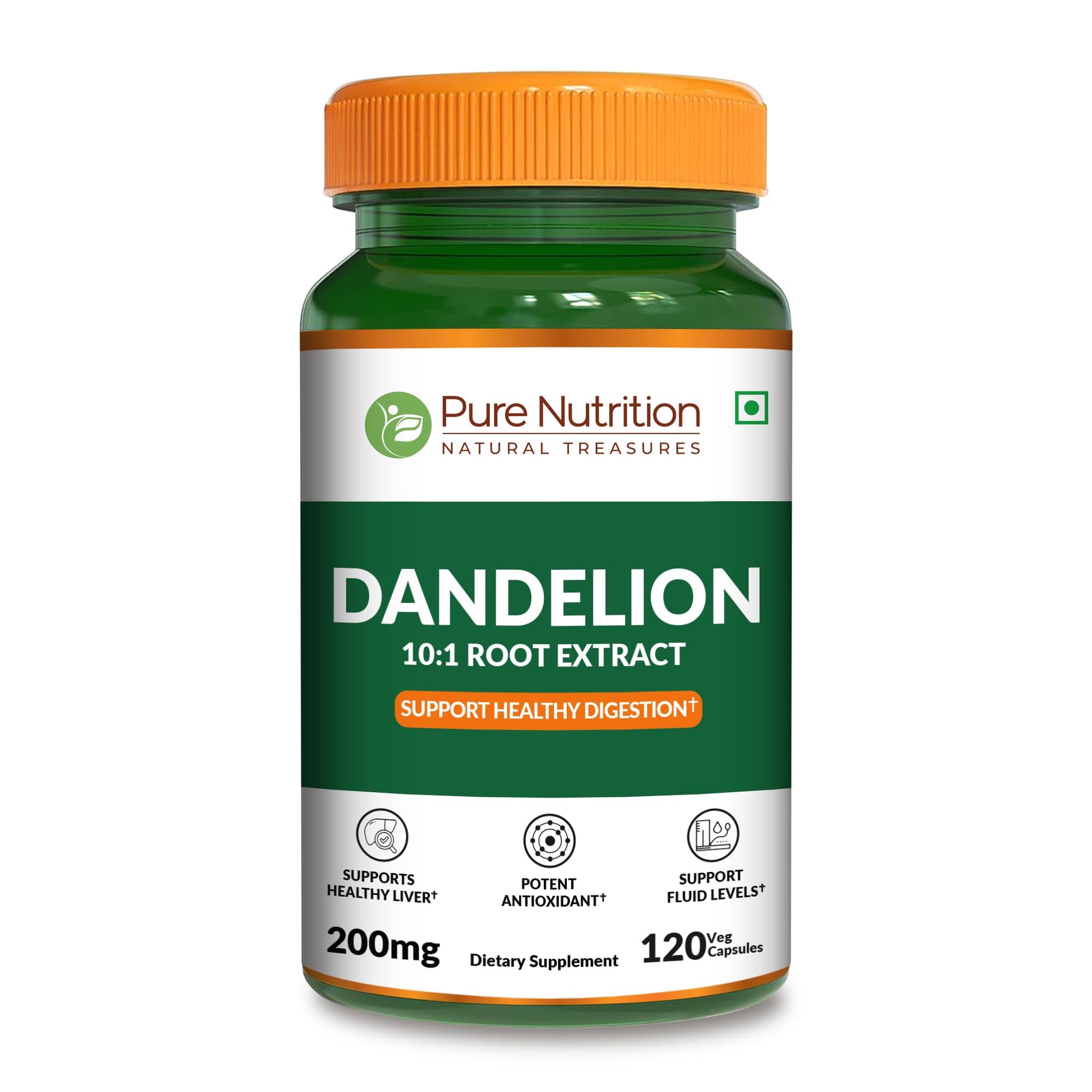 PURE NUTRITION NATURAL TREASURES Dandelion Root 10:1 Extract Capsules, 120 Capsules