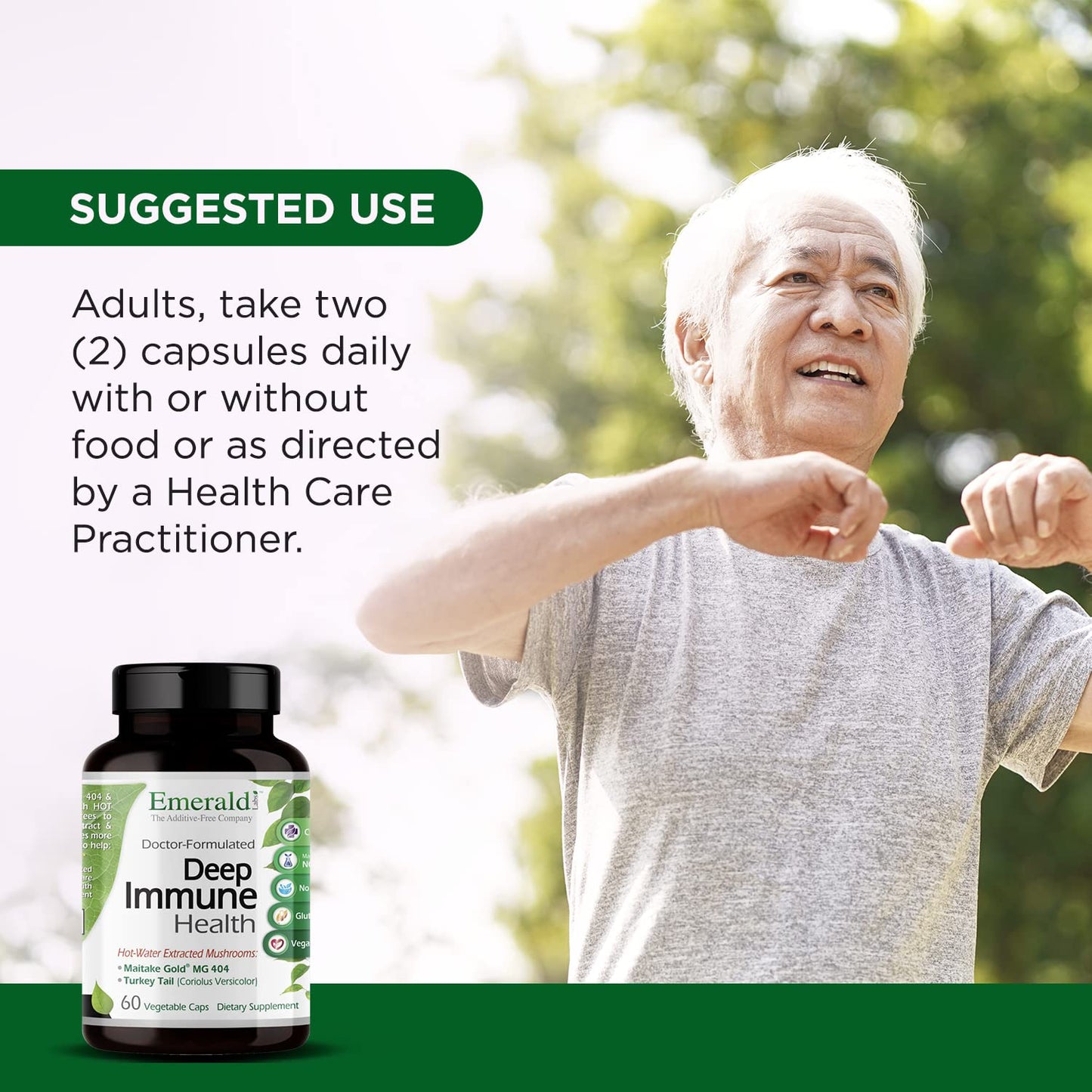 Emerald Labs Deep Immune Health Immune Support with Maitake Gold Mushrooms, Meriva Turmeric & Astragalus Extract Capsules, 60 Count
