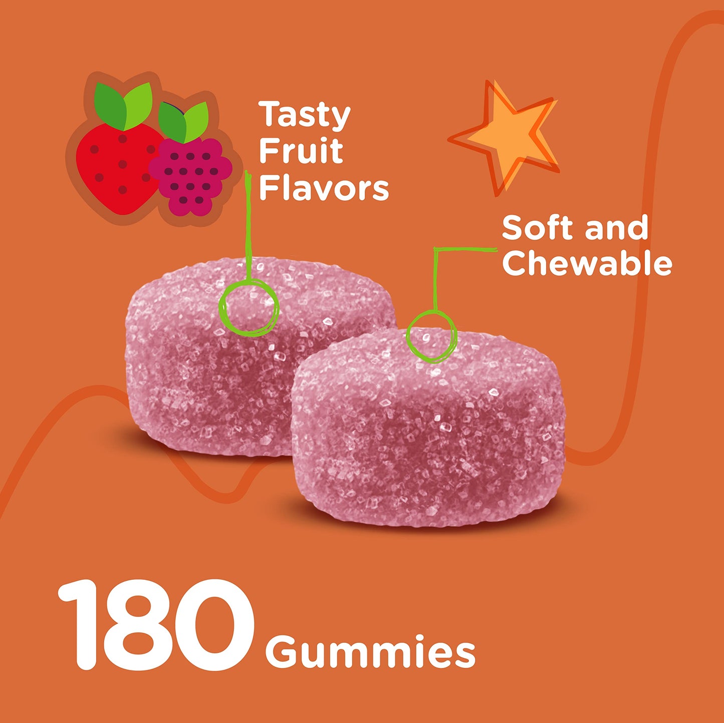 Viteey Kids Calcium Gummies +Vitamin D3 & Magnesium Citrate, 180 Count