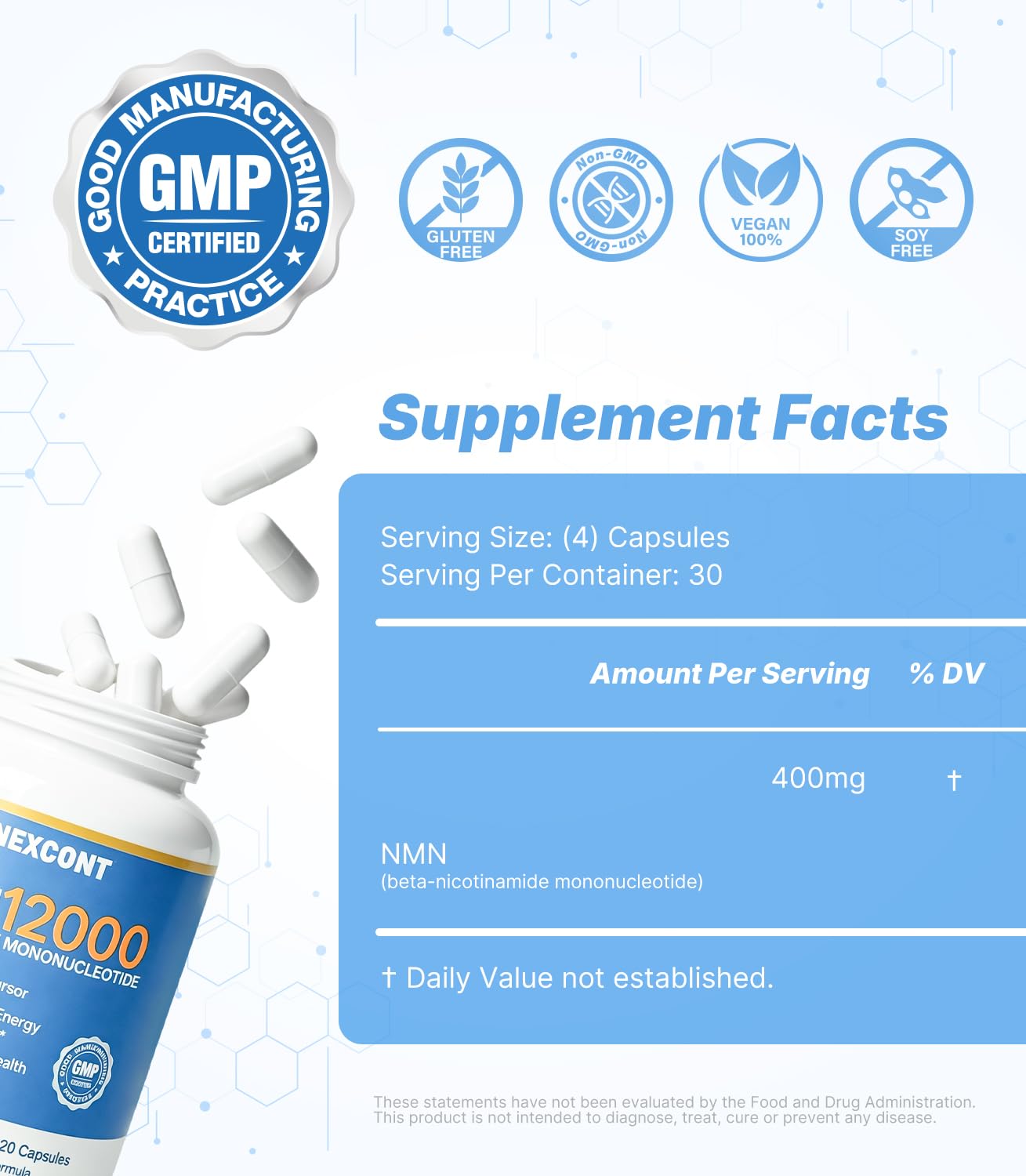 Oopeatol NMN Capsule 400mg Liposomal NMN Supplement, 120 Capsules
