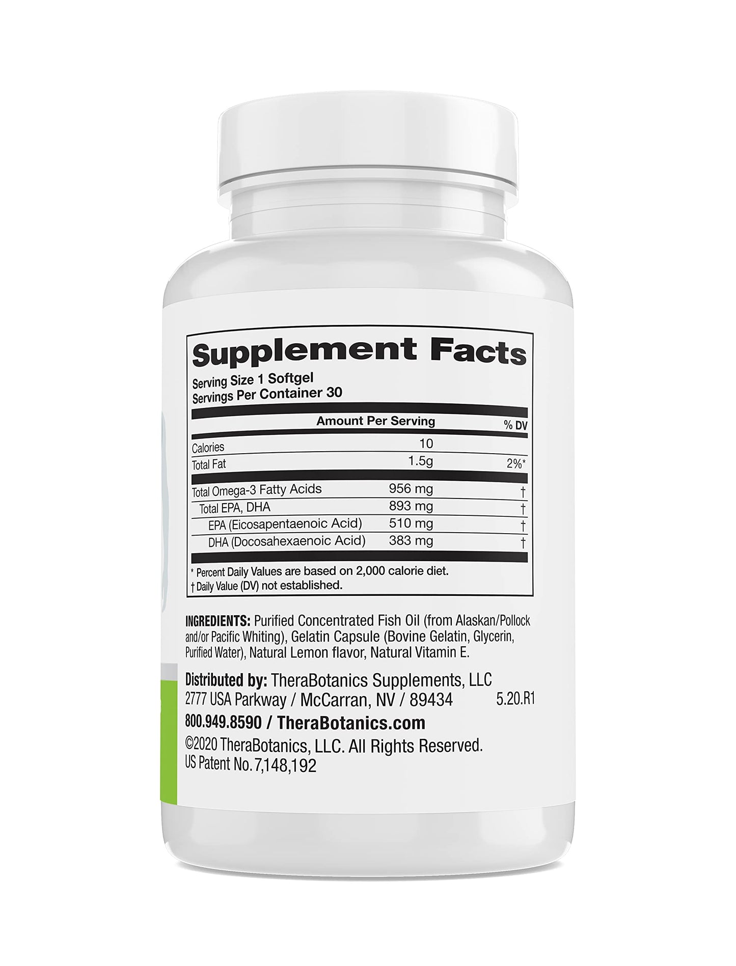Therabotanics Perfect Omega Fish Oil Supplement EPA & DHA - High Absorption, Concentrated Omega 3 for Heart, Brain, Eye, & Metabolic Health - Alaskan Fish Oil Softgels, 60 Count