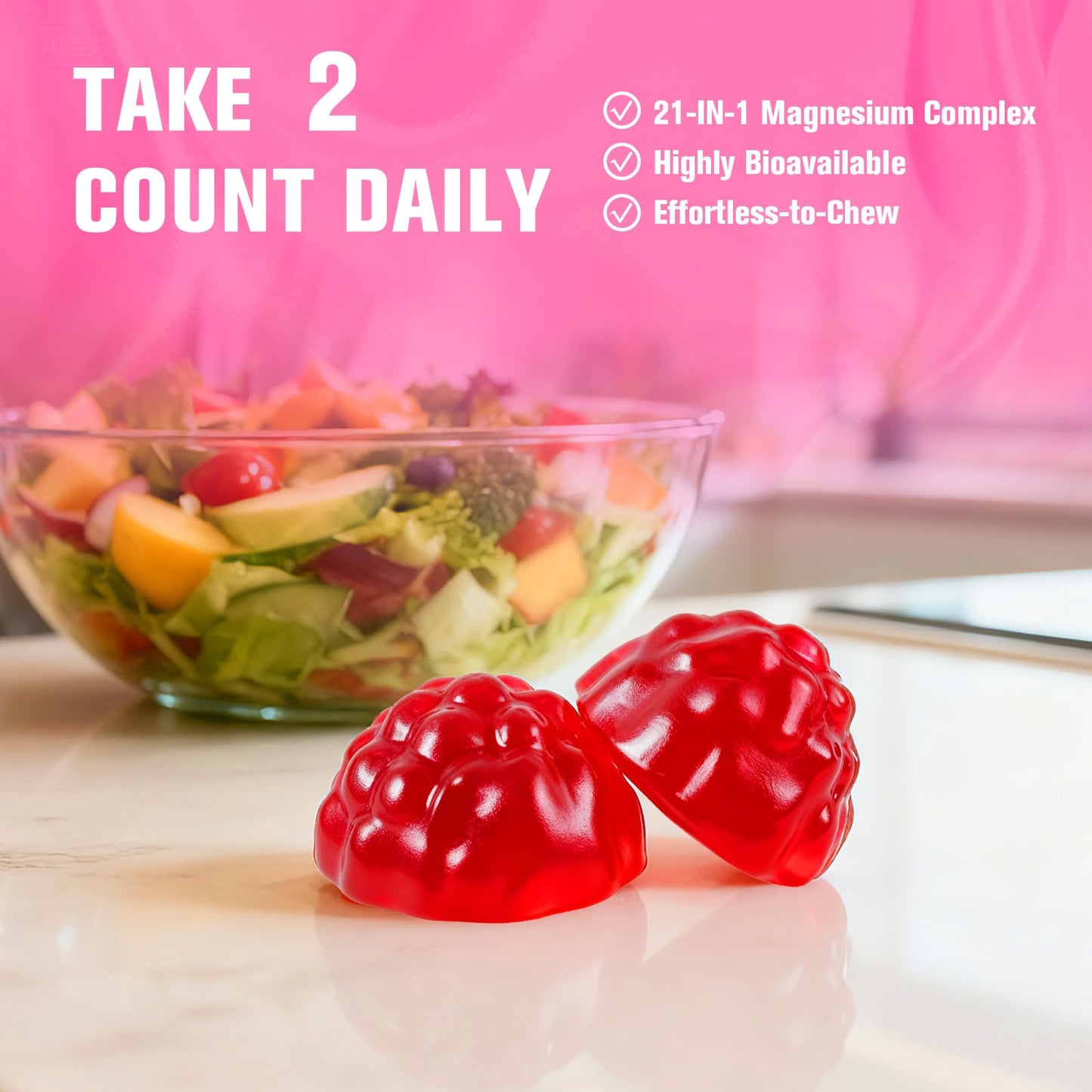 DailyWhole Magnesium Glycinate Gummies 21 in 1, 120 Gummies