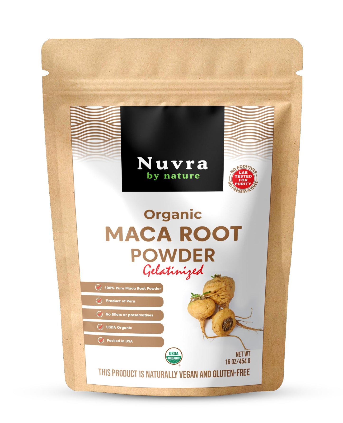 Nuvra by Nature Organic Gelatinized Maca Root Powder, 16 oz