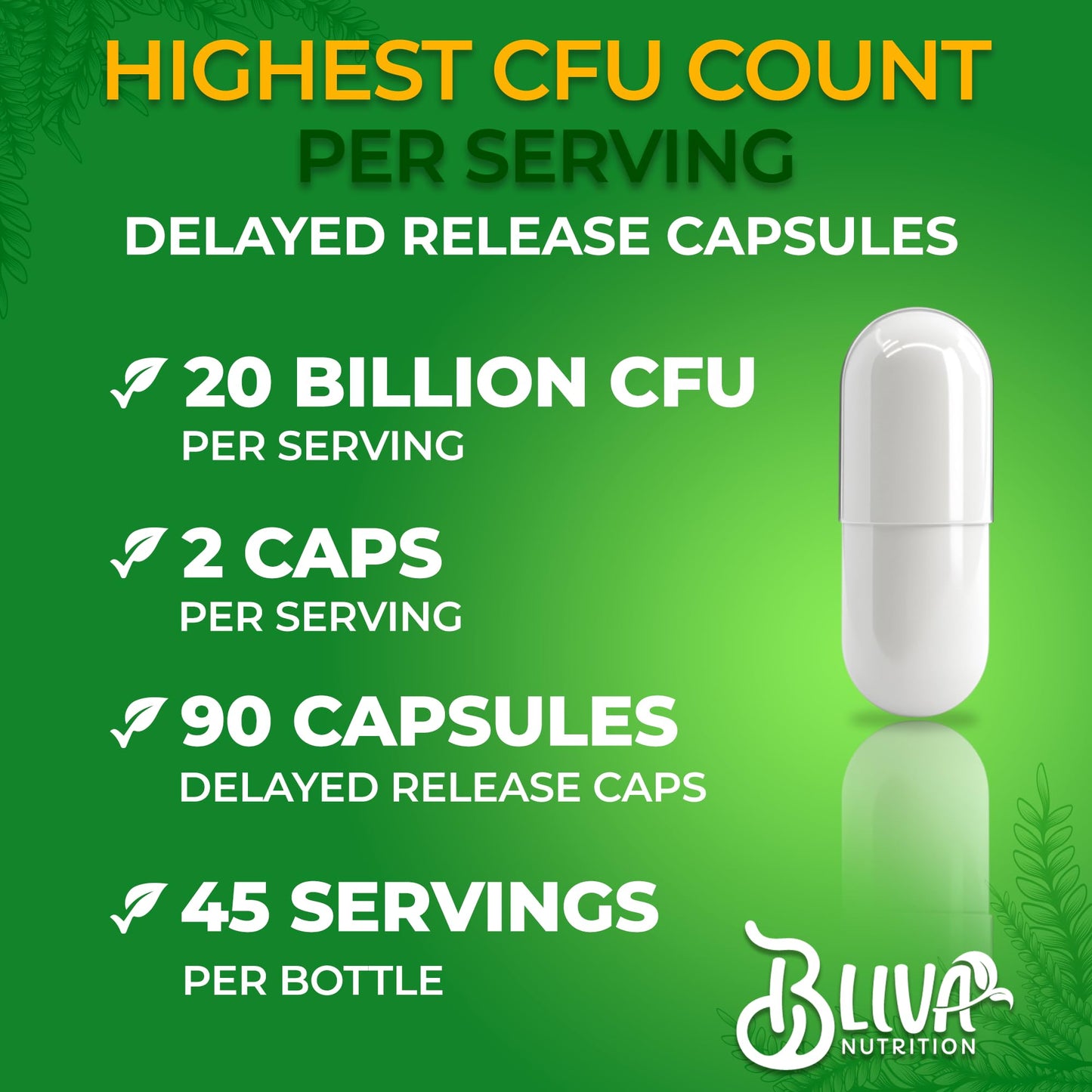 BLIVA NUTRITION Lactobacillus Crispatus Capsules, 90 Count