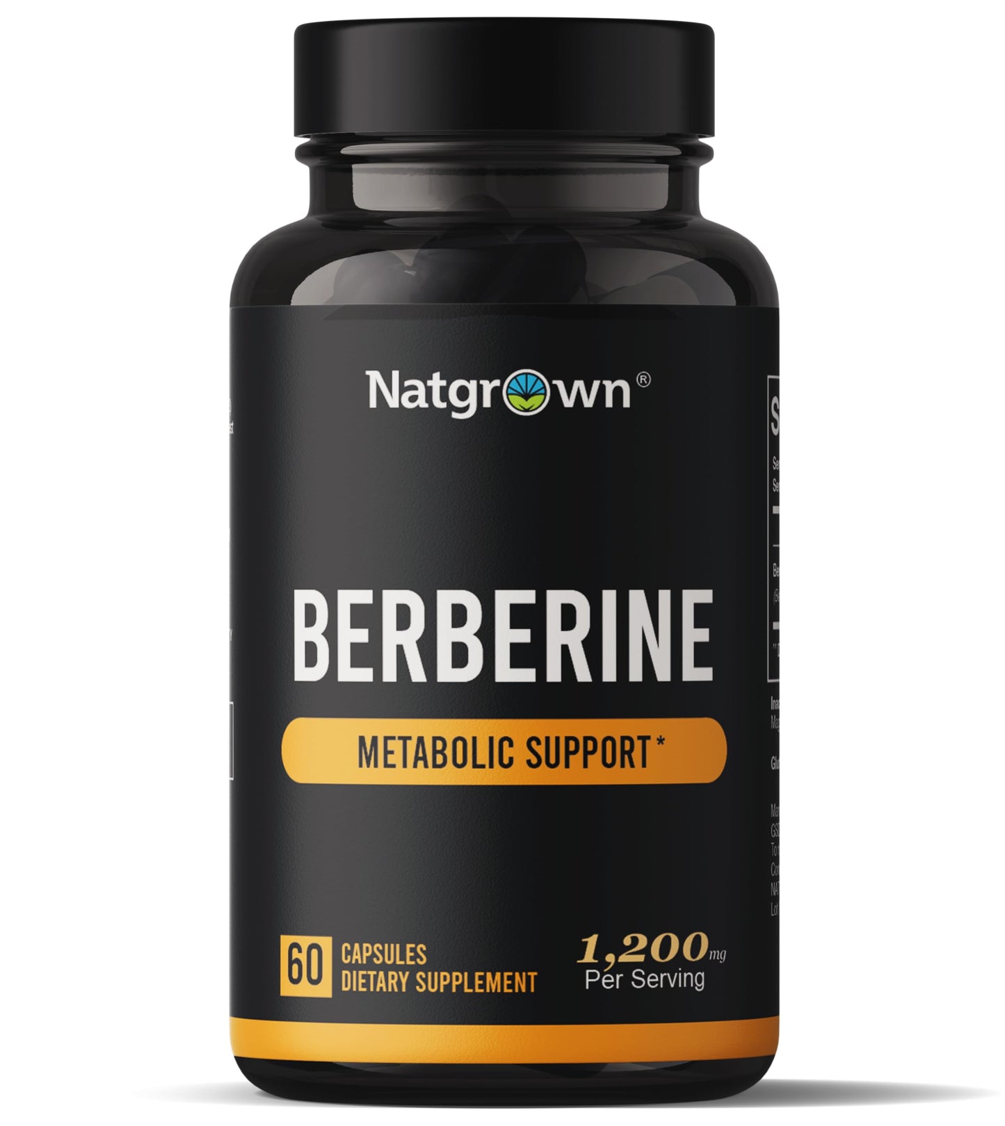 Natgrown Berberine Supplement 1200 mg Berberine HCl Capsules, 60 Count