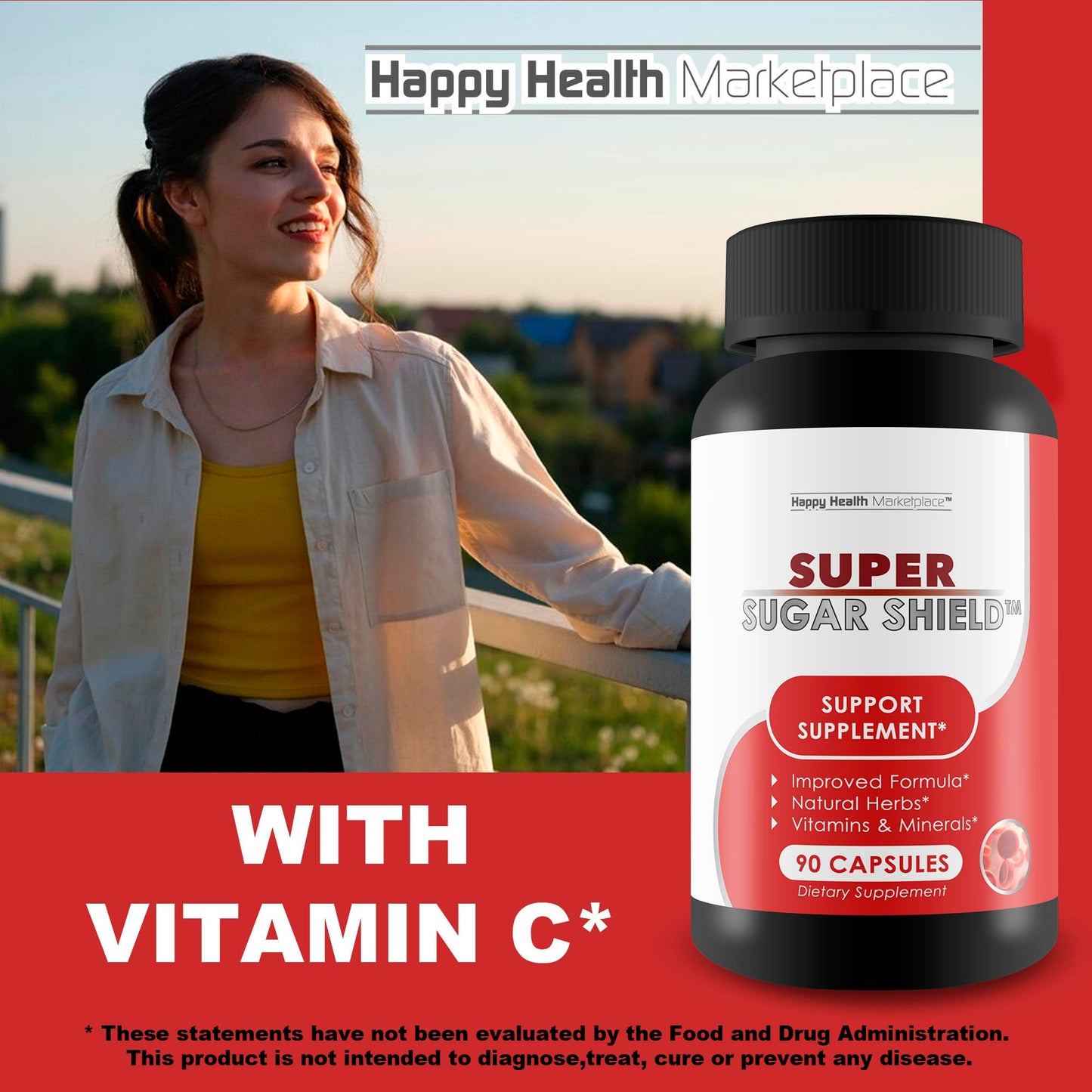 Happy Health Marketplace Super Sugar Support Berberine Glucose Support Supplement Capsule 90 Count
