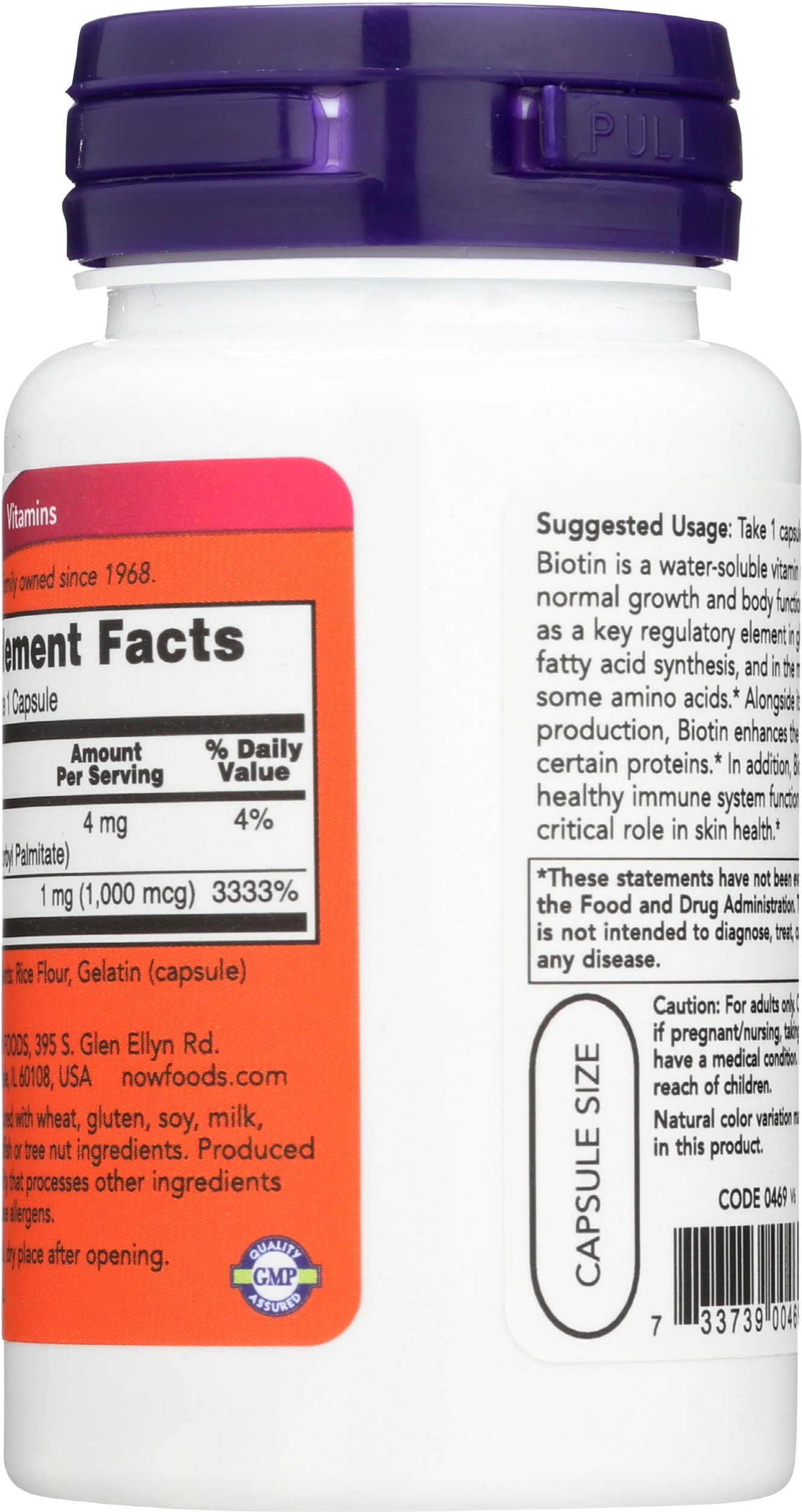 NOW Foods Biotin 1000 MCG Capsule, 100 Capsules