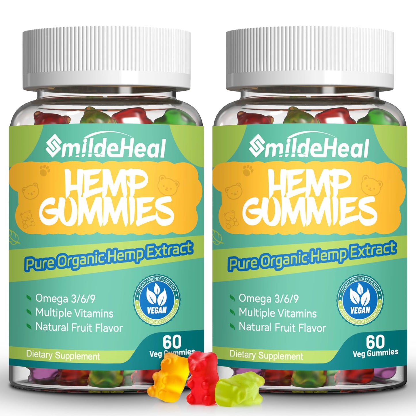 SmildeHeal Organic Hemp Gummies with Hemp Oil Extract, 120 Gummies