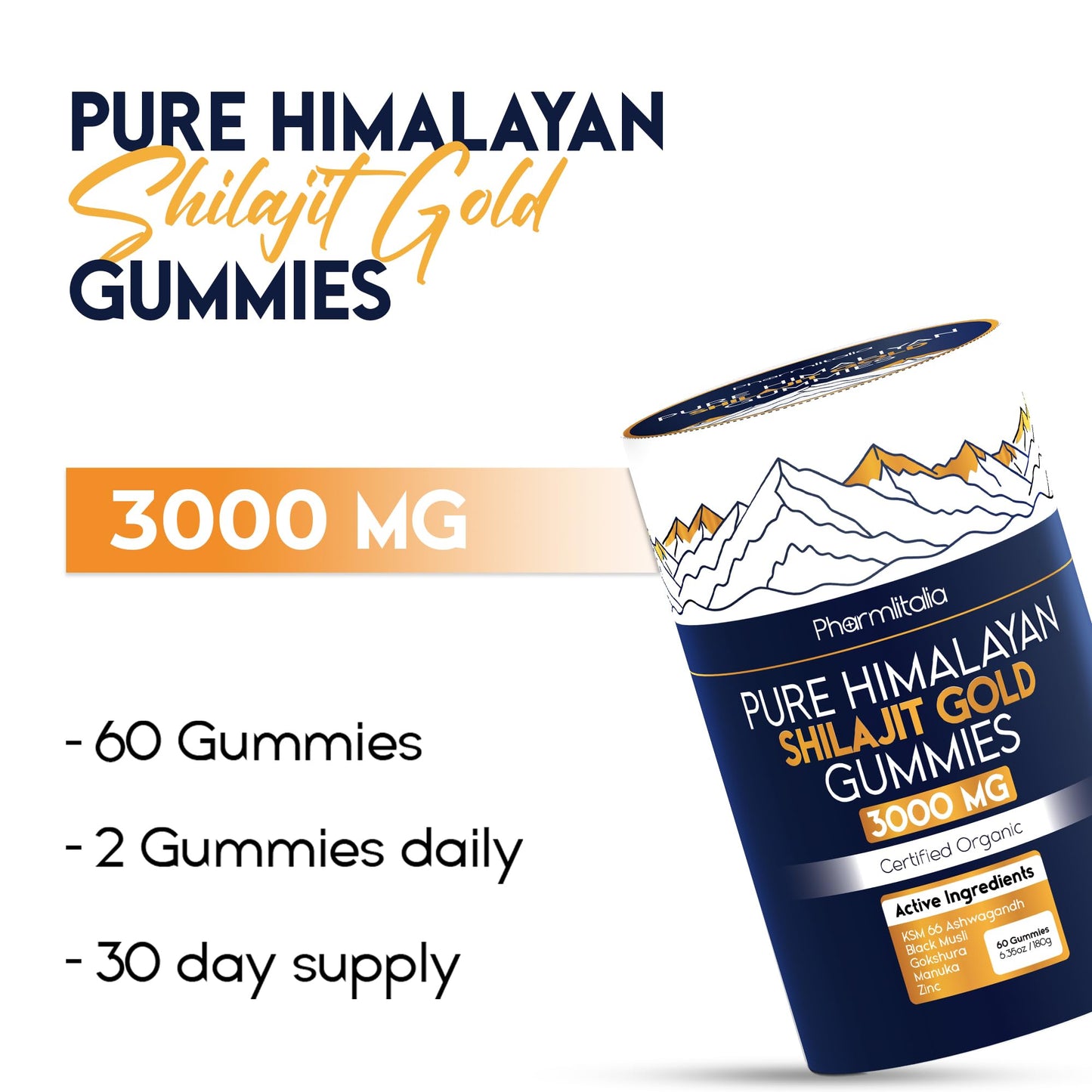 Pharmlitalia Shilajit Gummies 60 Count