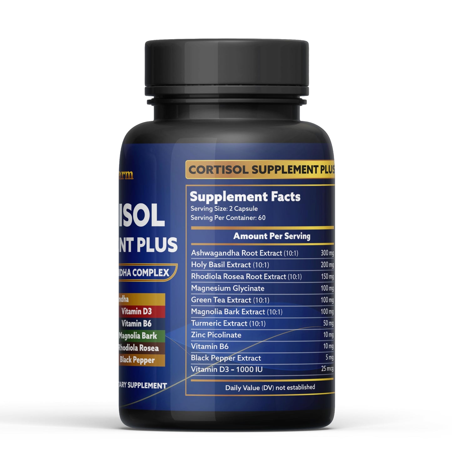 laslafarm 11in1 Cortisol Plus Ashwagandha & Natural Herbal Vitamin Blend Capsule, 60 Count