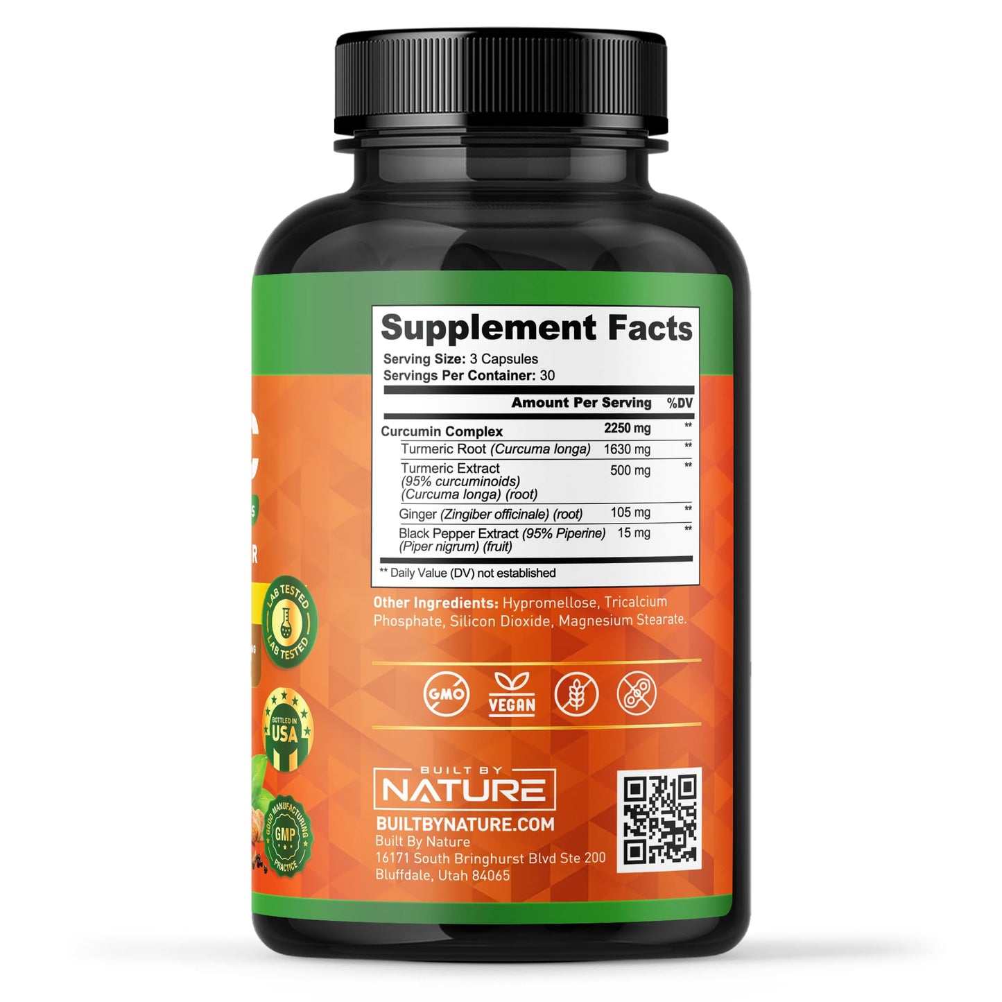 Built by Nature Turmeric Curcumin 2250mg, 90 Capsules