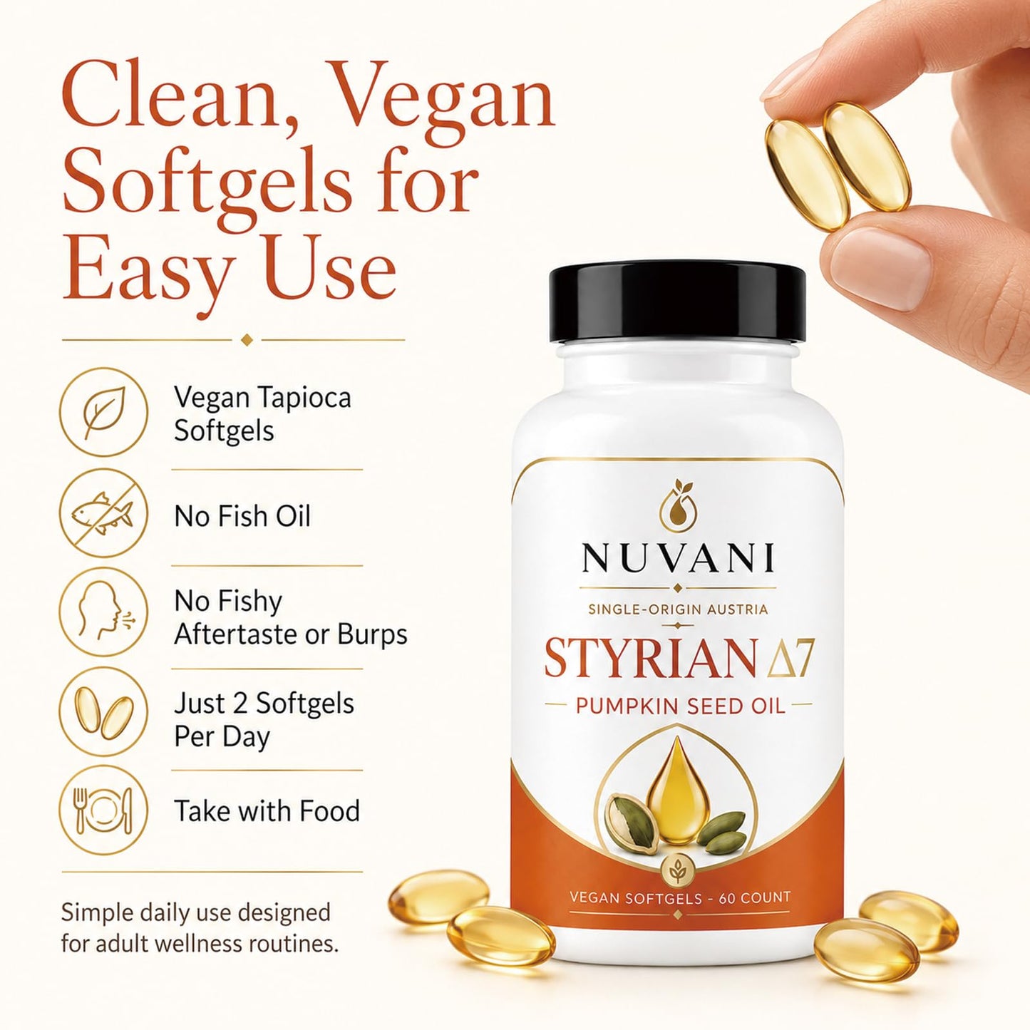 Talina Nuvani Pumpkin Seed Oil Softgels 60