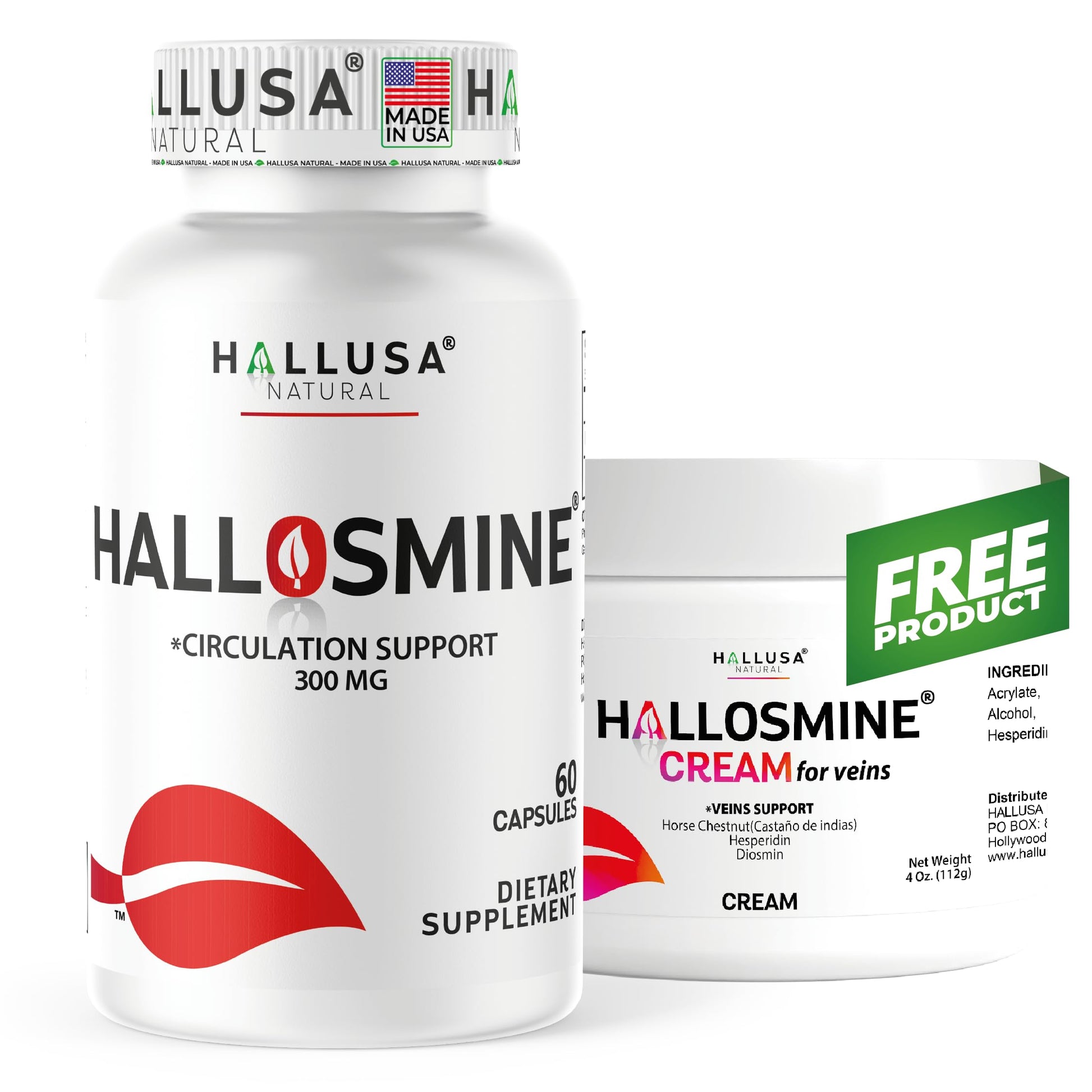 Hallusa Natural Hallosmine Diosmin 300 mg Supplement Capsules 60 Count